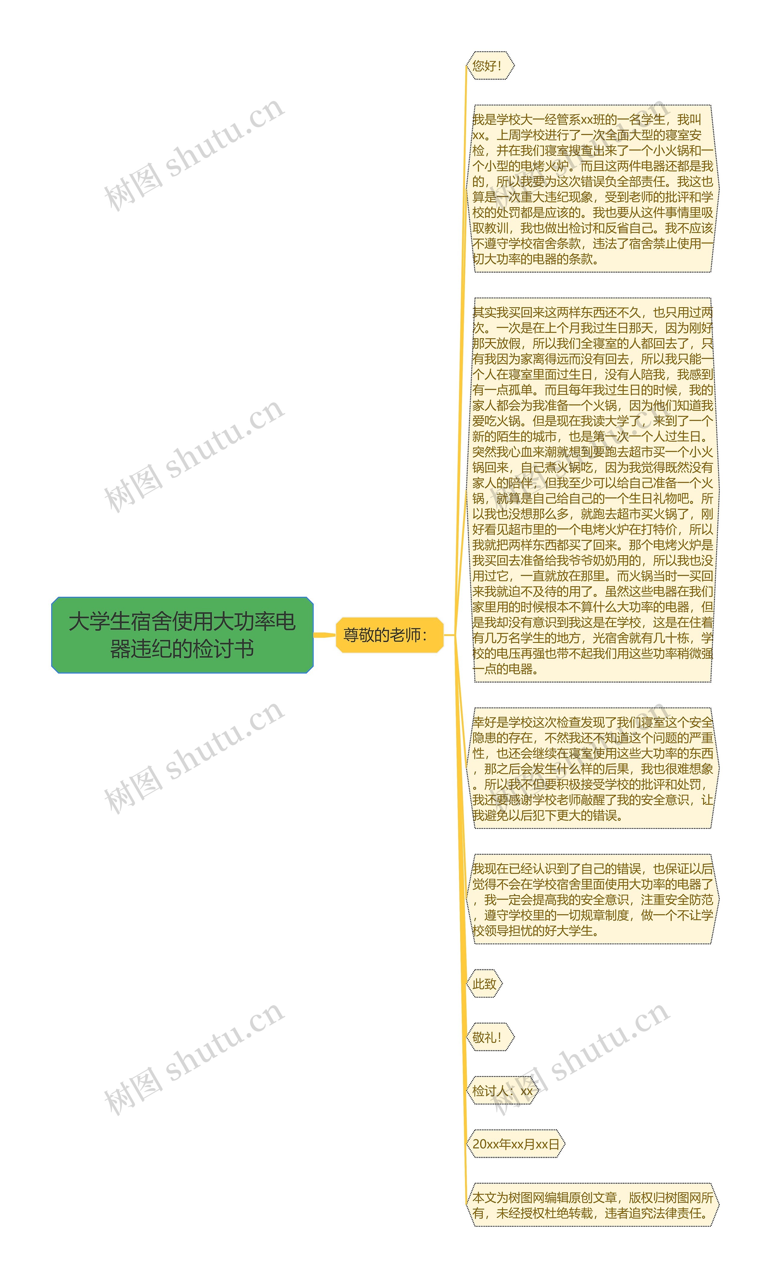 大学生宿舍使用大功率电器违纪的检讨书