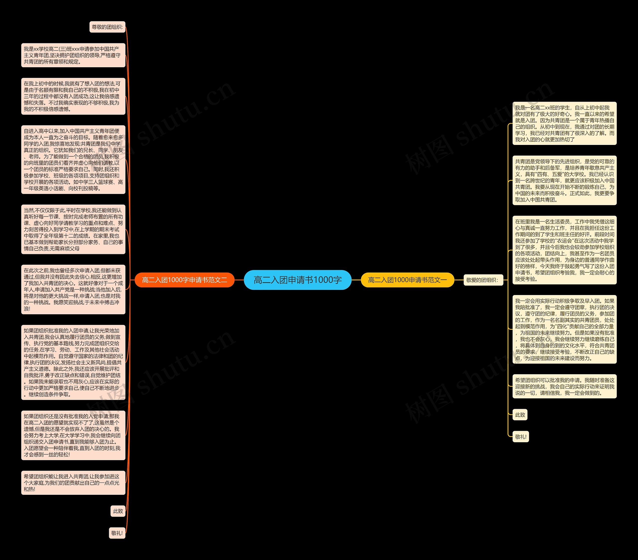 高二入团申请书1000字思维导图