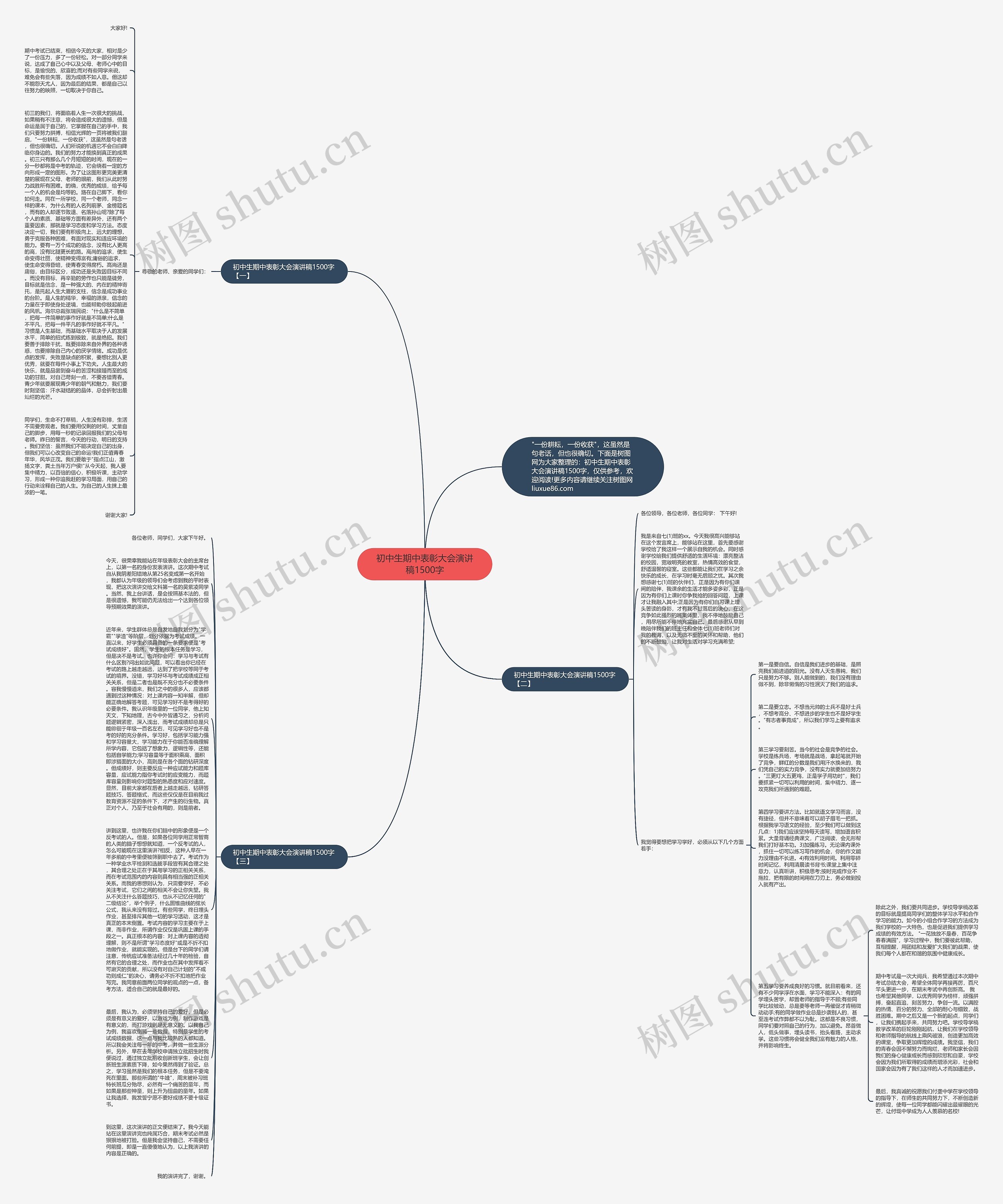 初中生期中表彰大会演讲稿1500字思维导图