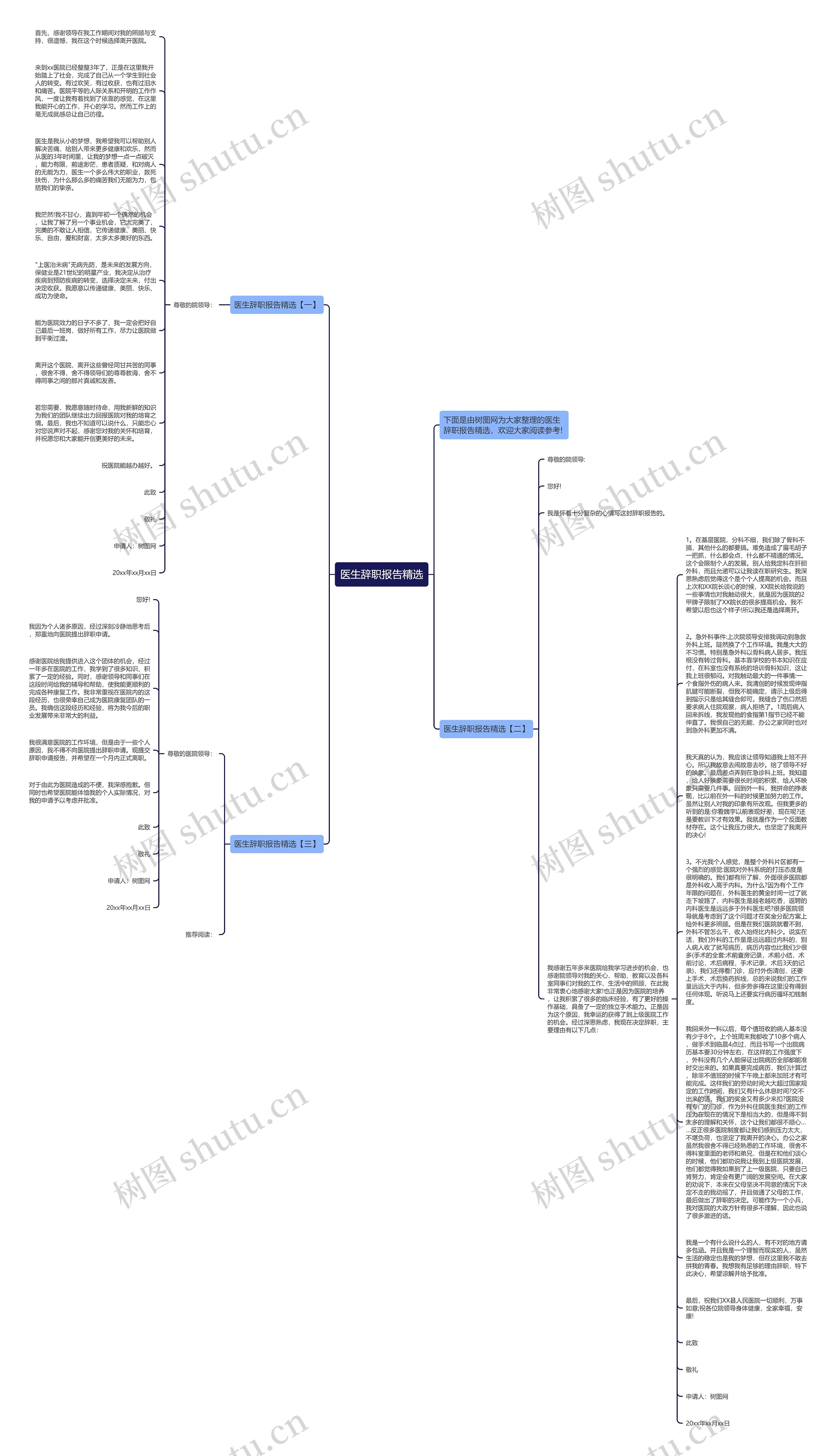 医生辞职报告精选思维导图