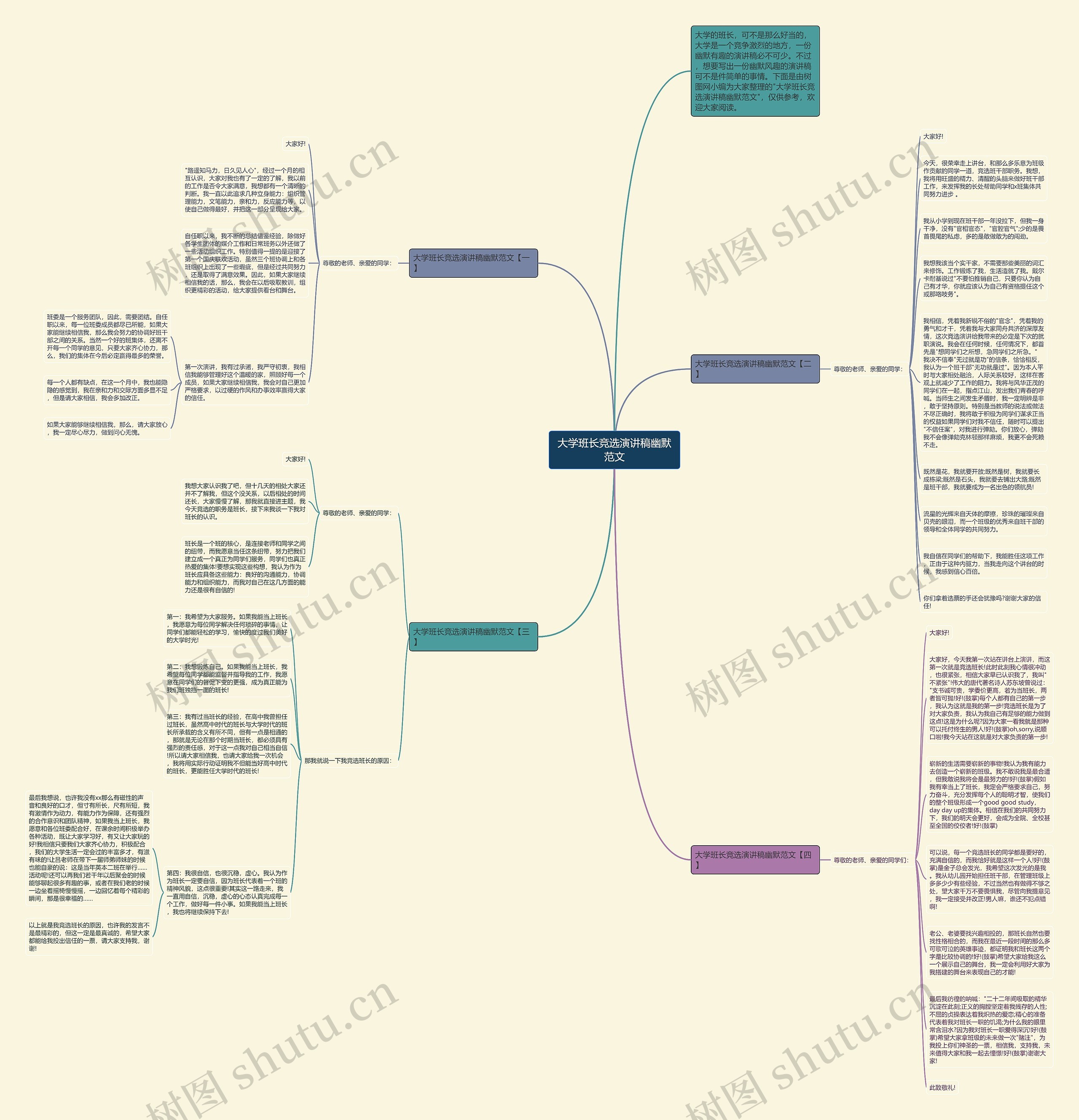 大学班长竞选演讲稿幽默范文思维导图