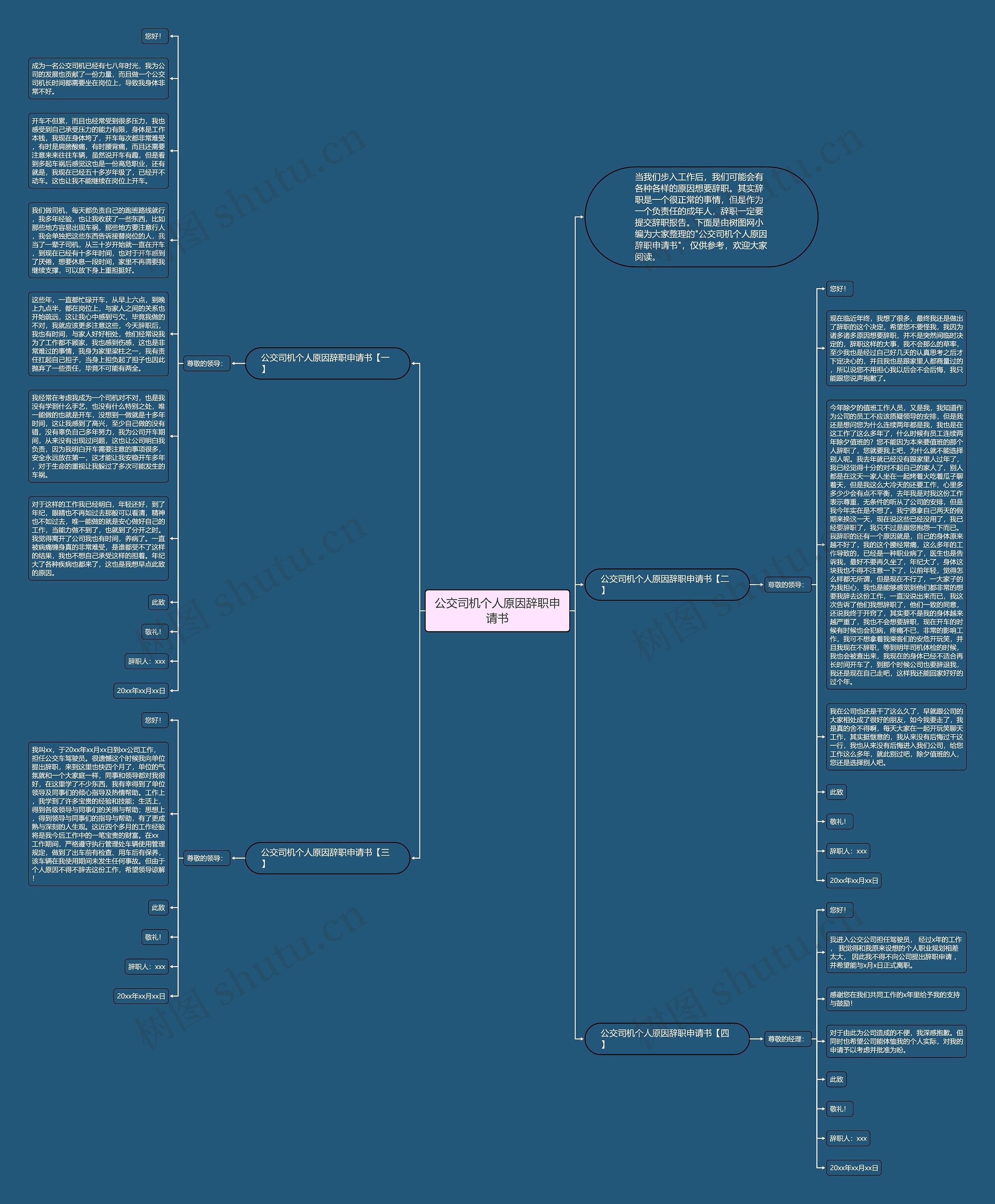 公交司机个人原因辞职申请书思维导图
