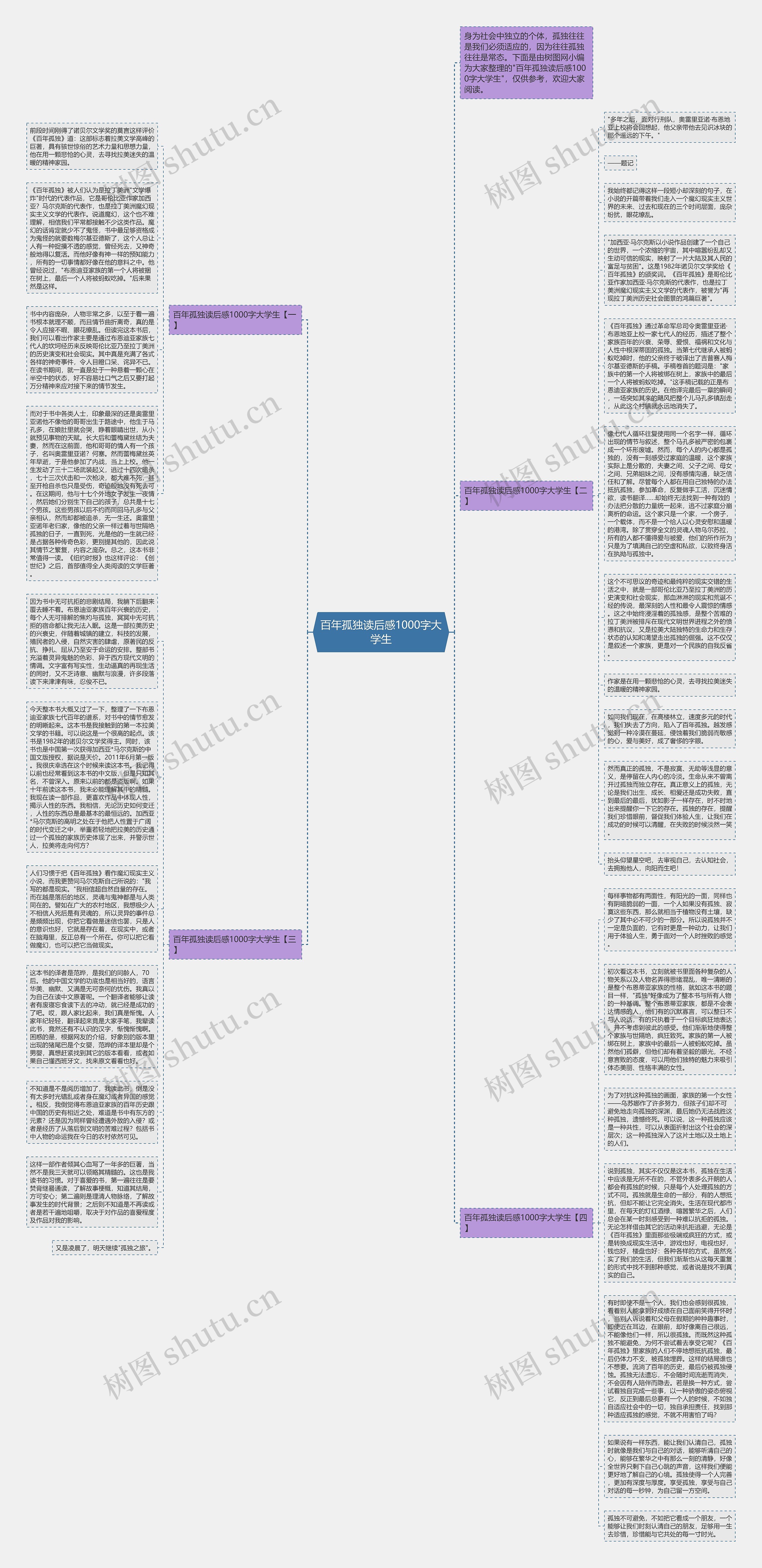 百年孤独读后感1000字大学生思维导图