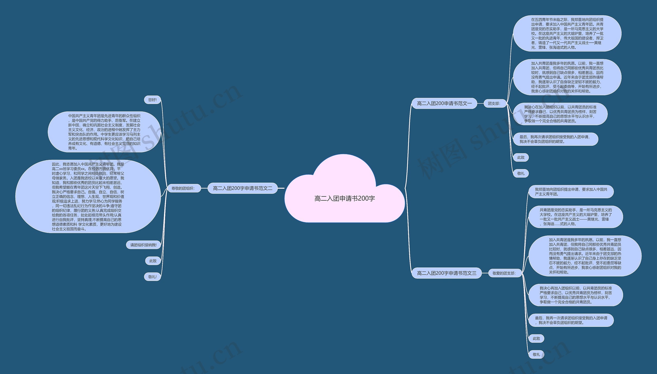 高二入团申请书200字思维导图