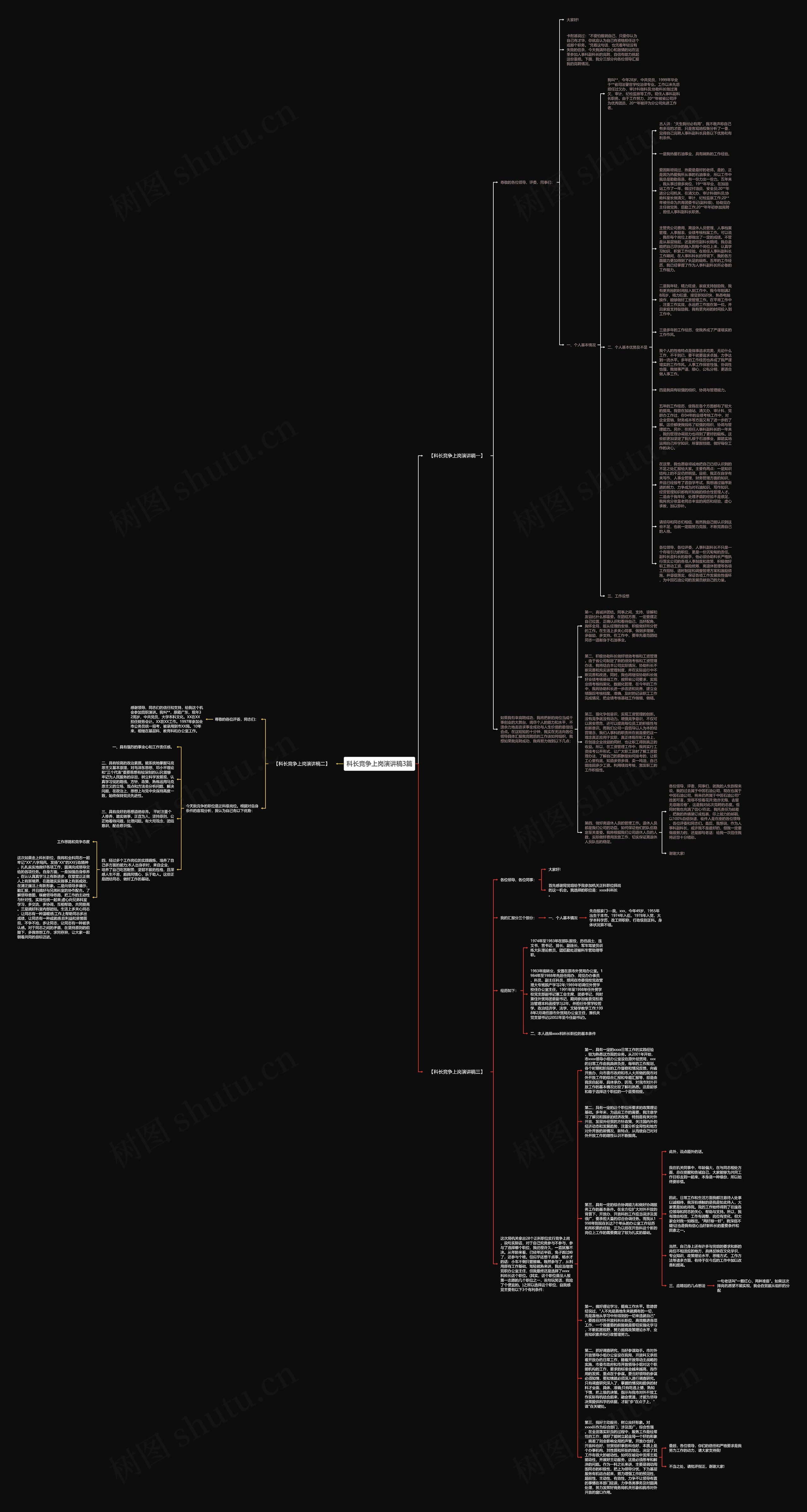 科长竞争上岗演讲稿3篇思维导图