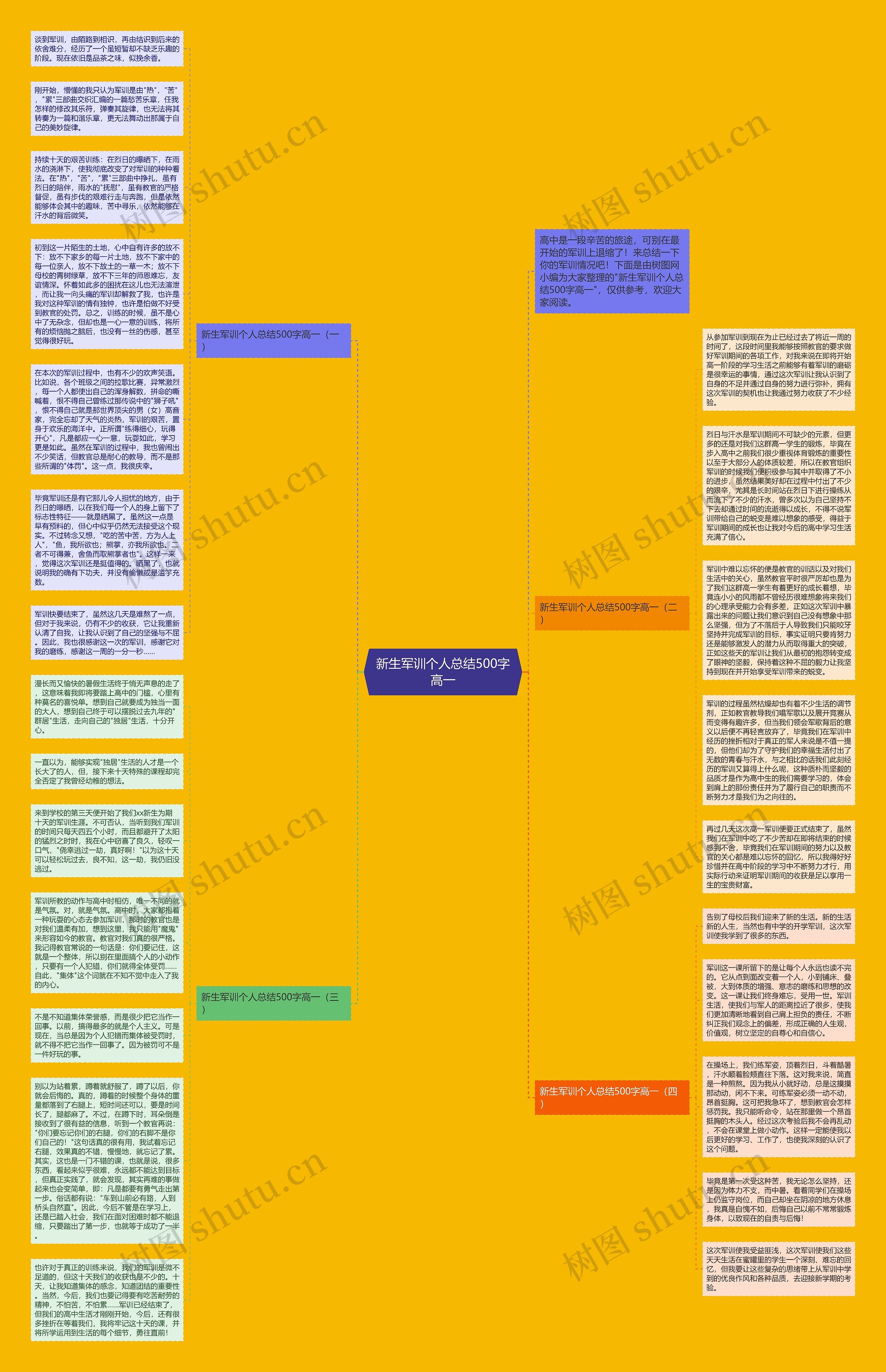 新生军训个人总结500字高一思维导图