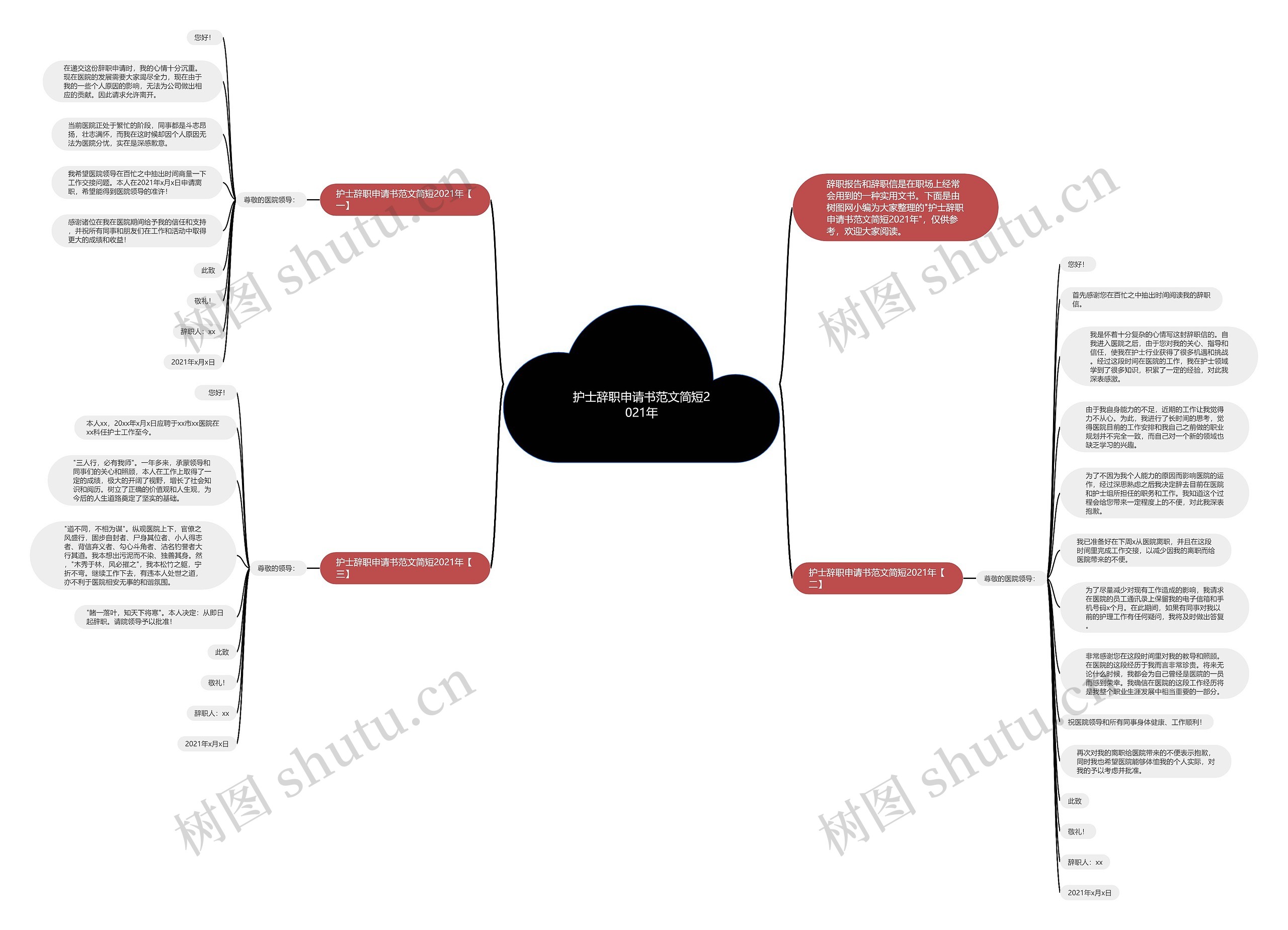 护士辞职申请书范文简短2021年思维导图