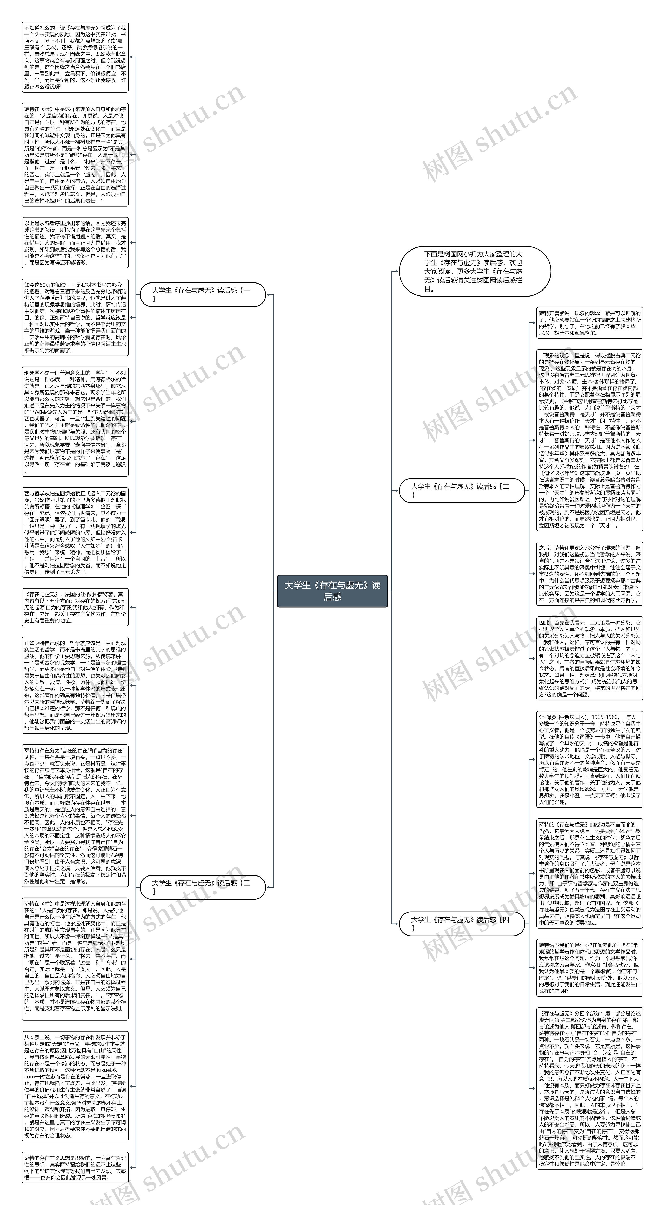 大学生《存在与虚无》读后感思维导图
