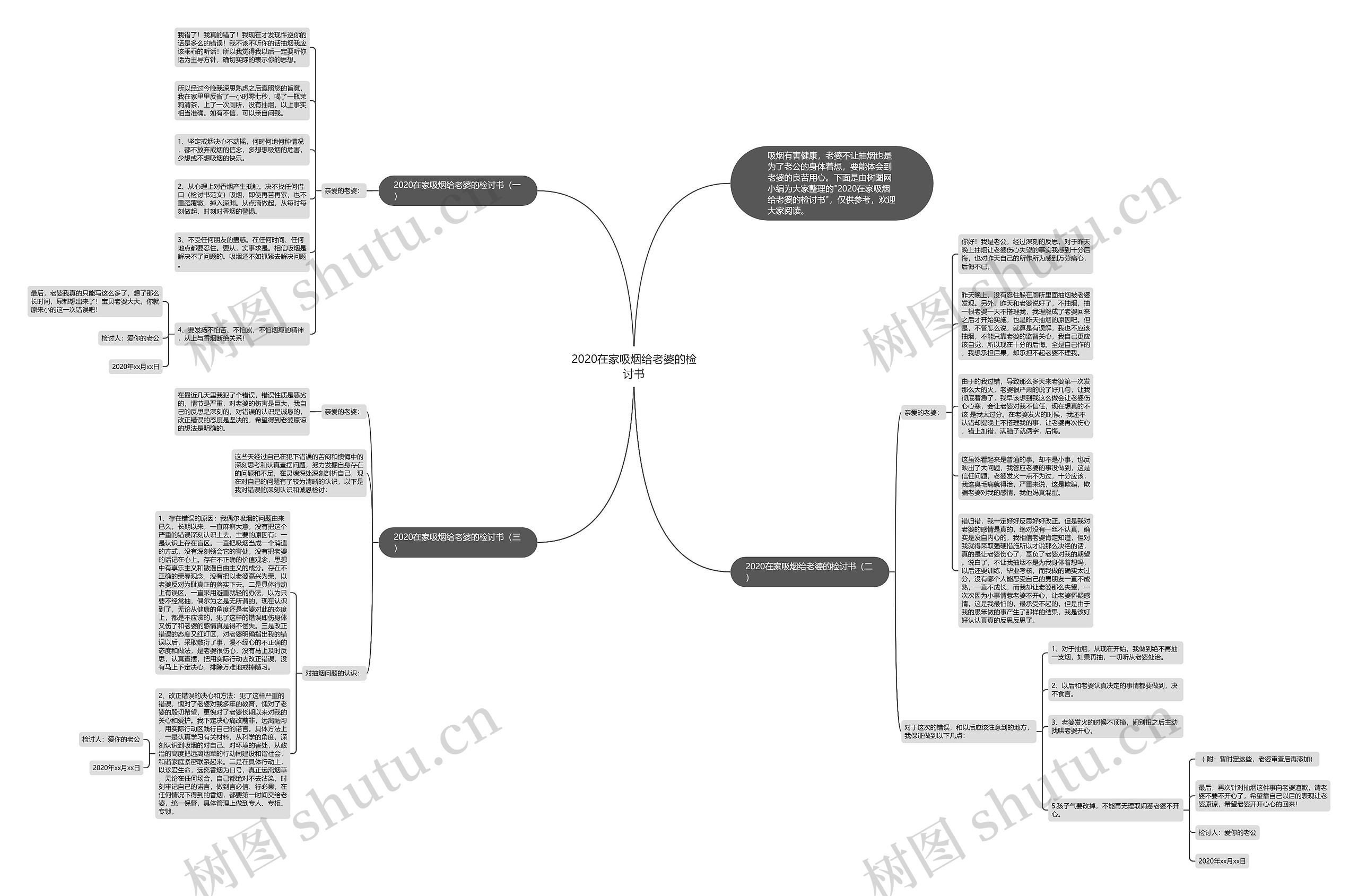 2020在家吸烟给老婆的检讨书思维导图