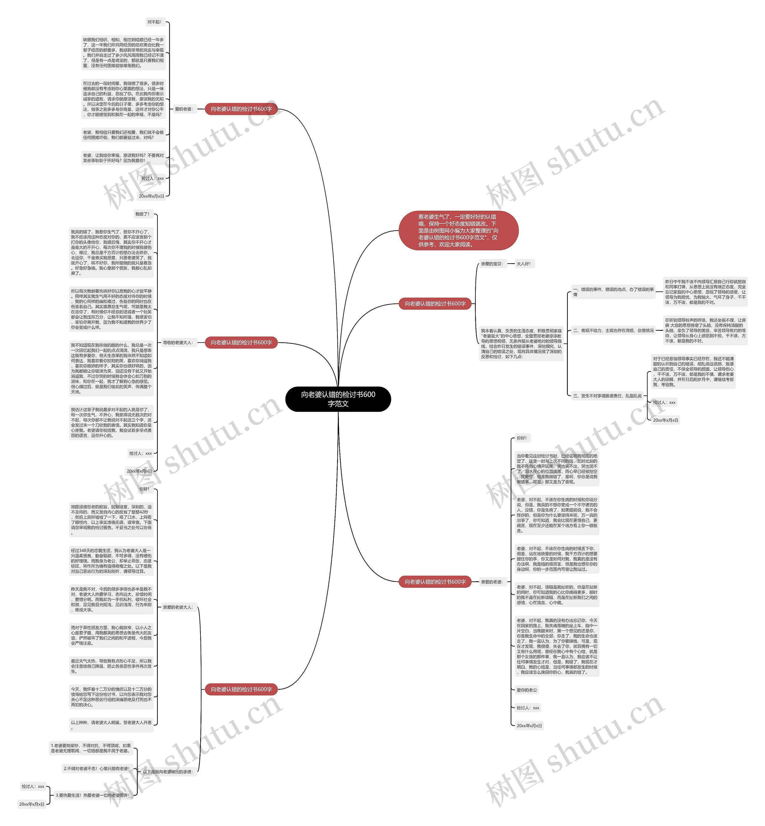 向老婆认错的检讨书600字范文思维导图