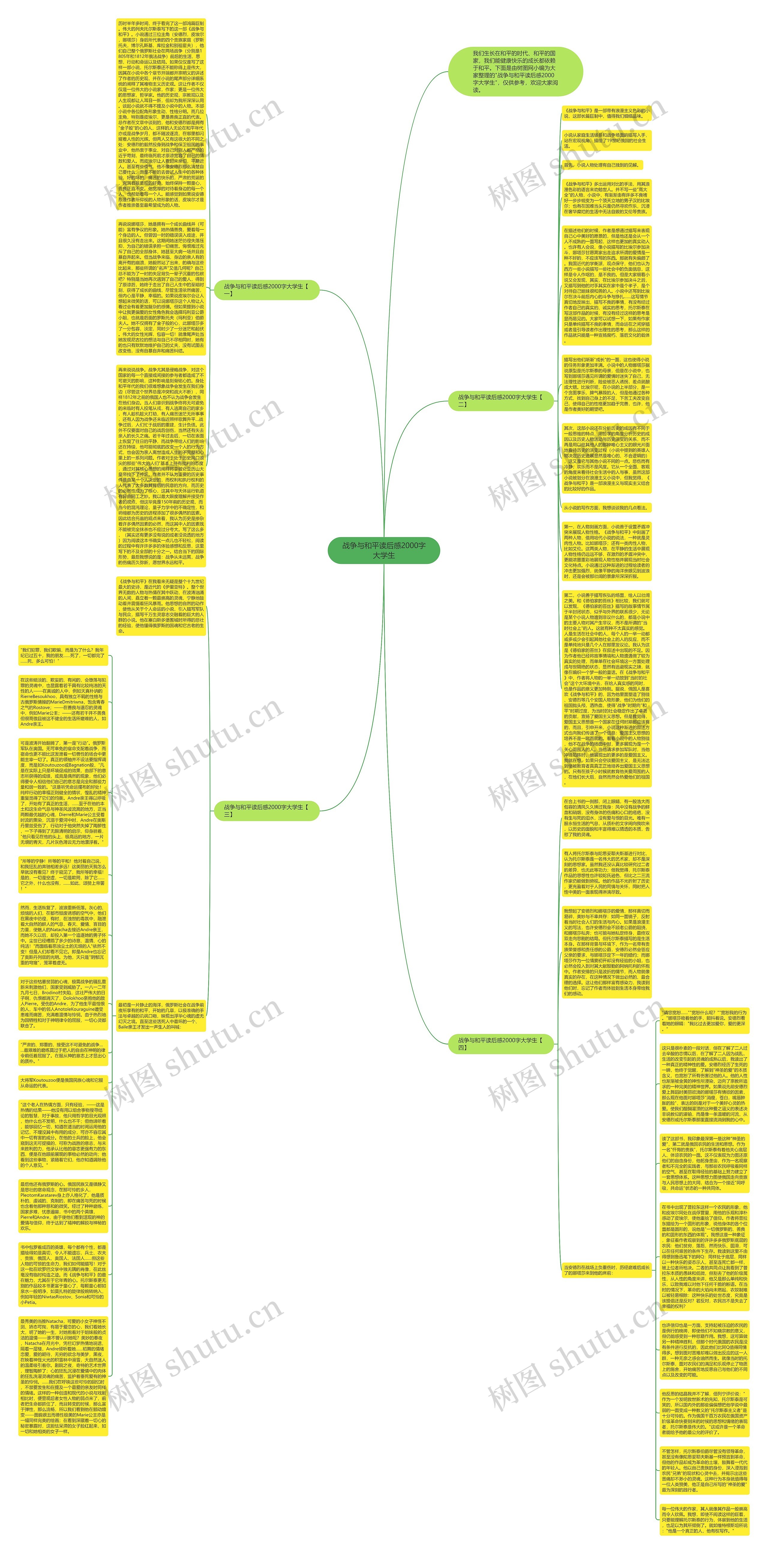 战争与和平读后感2000字大学生思维导图