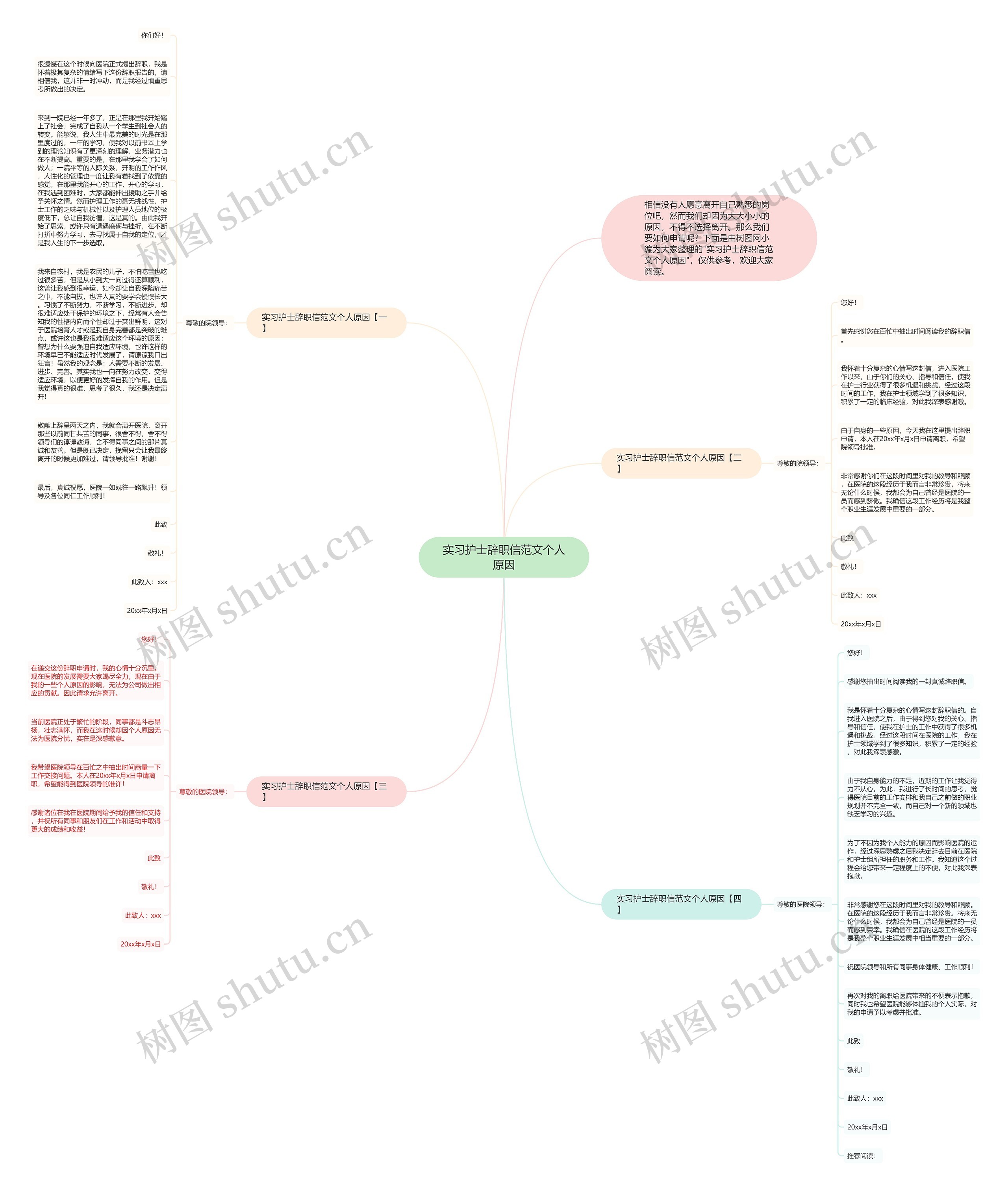 实习护士辞职信范文个人原因思维导图