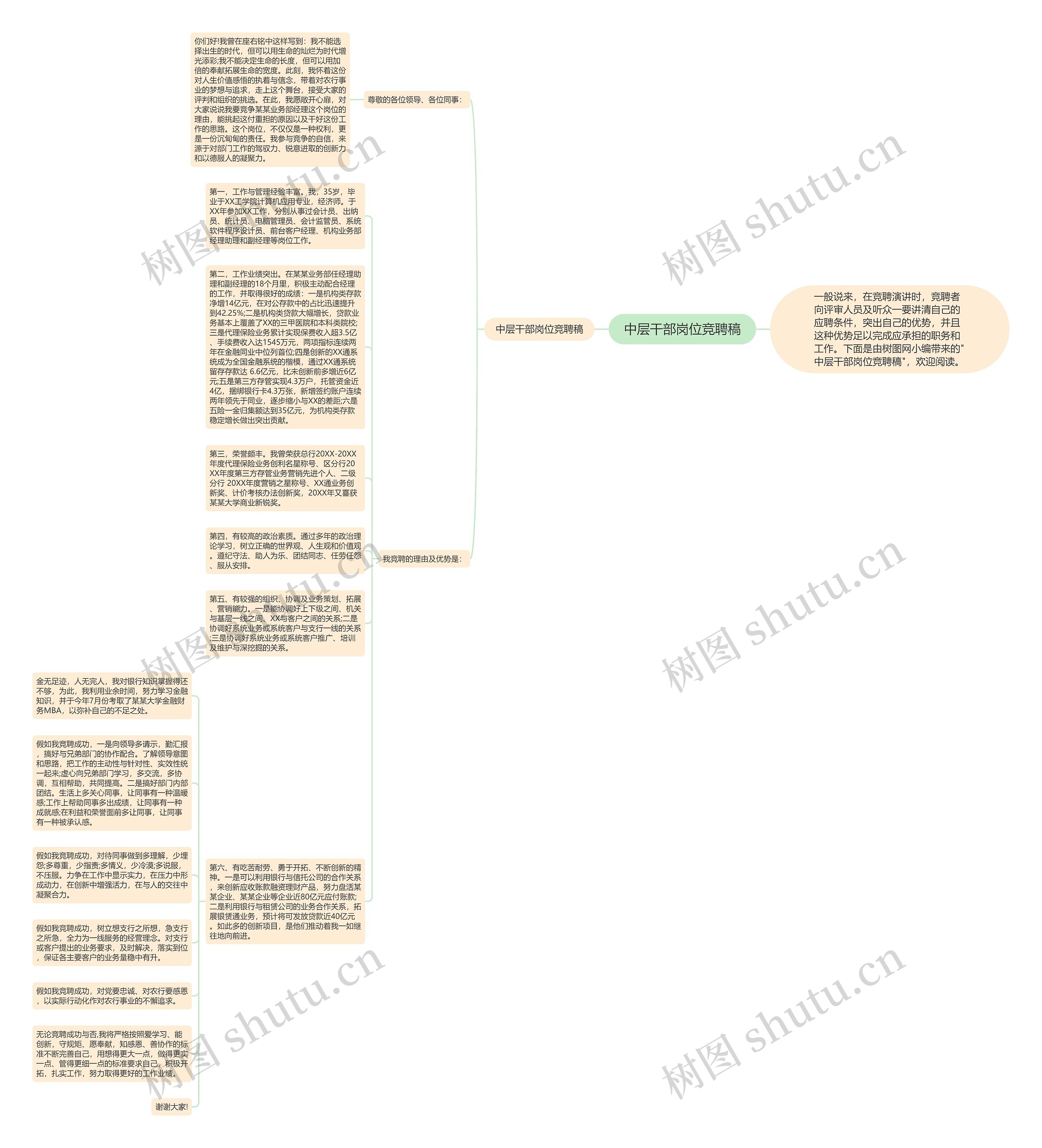 中层干部岗位竞聘稿思维导图