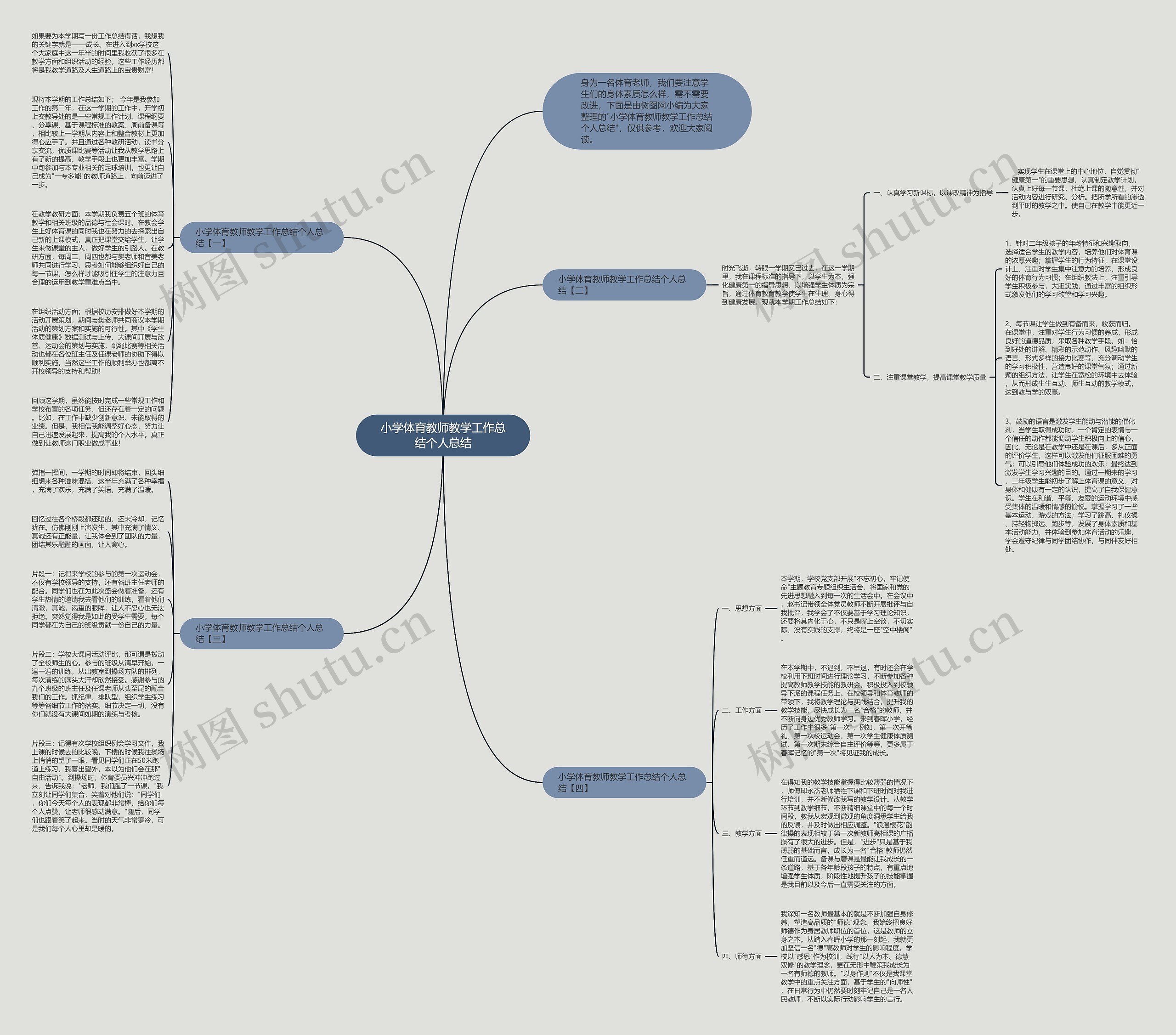 小学体育教师教学工作总结个人总结思维导图