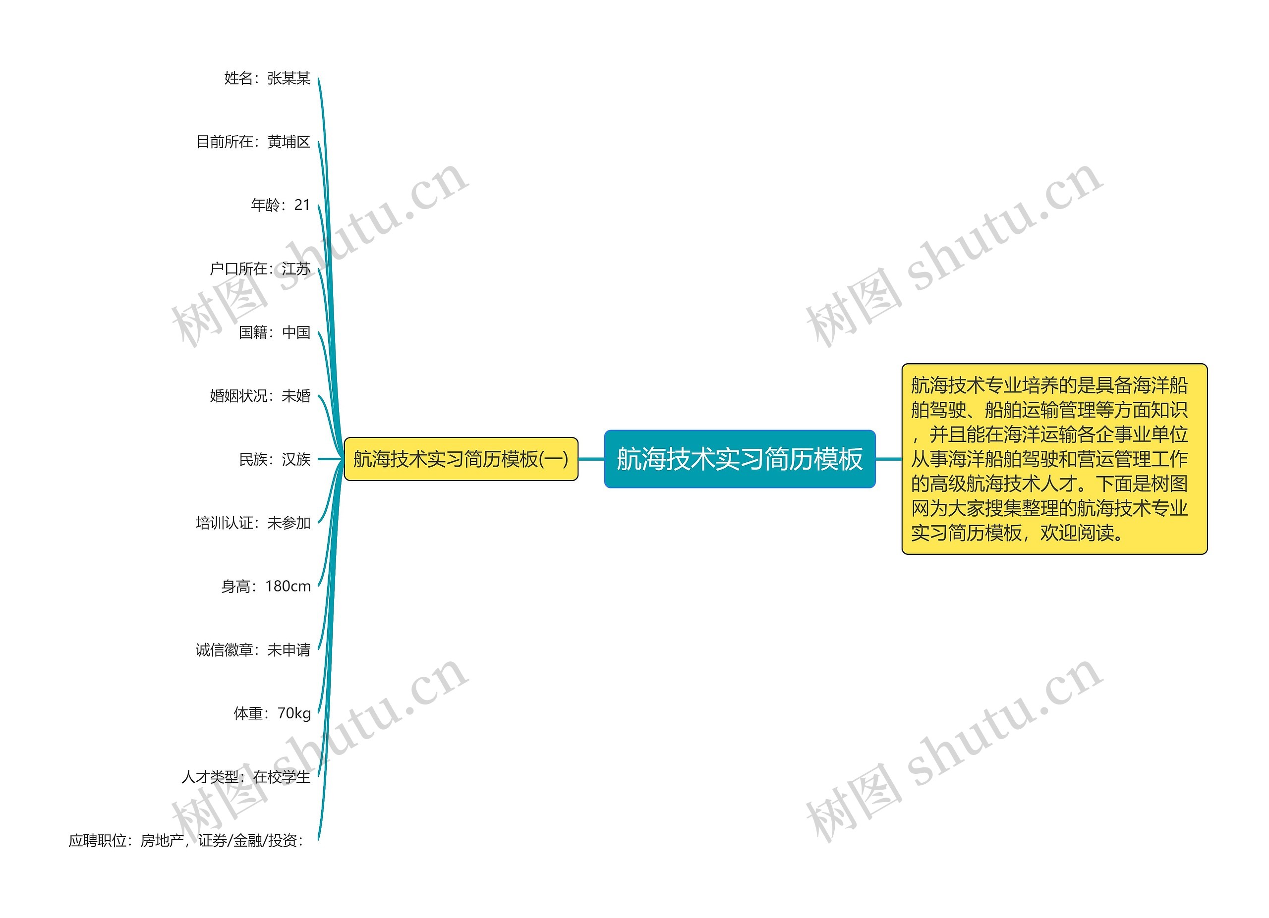 航海技术实习简历思维导图