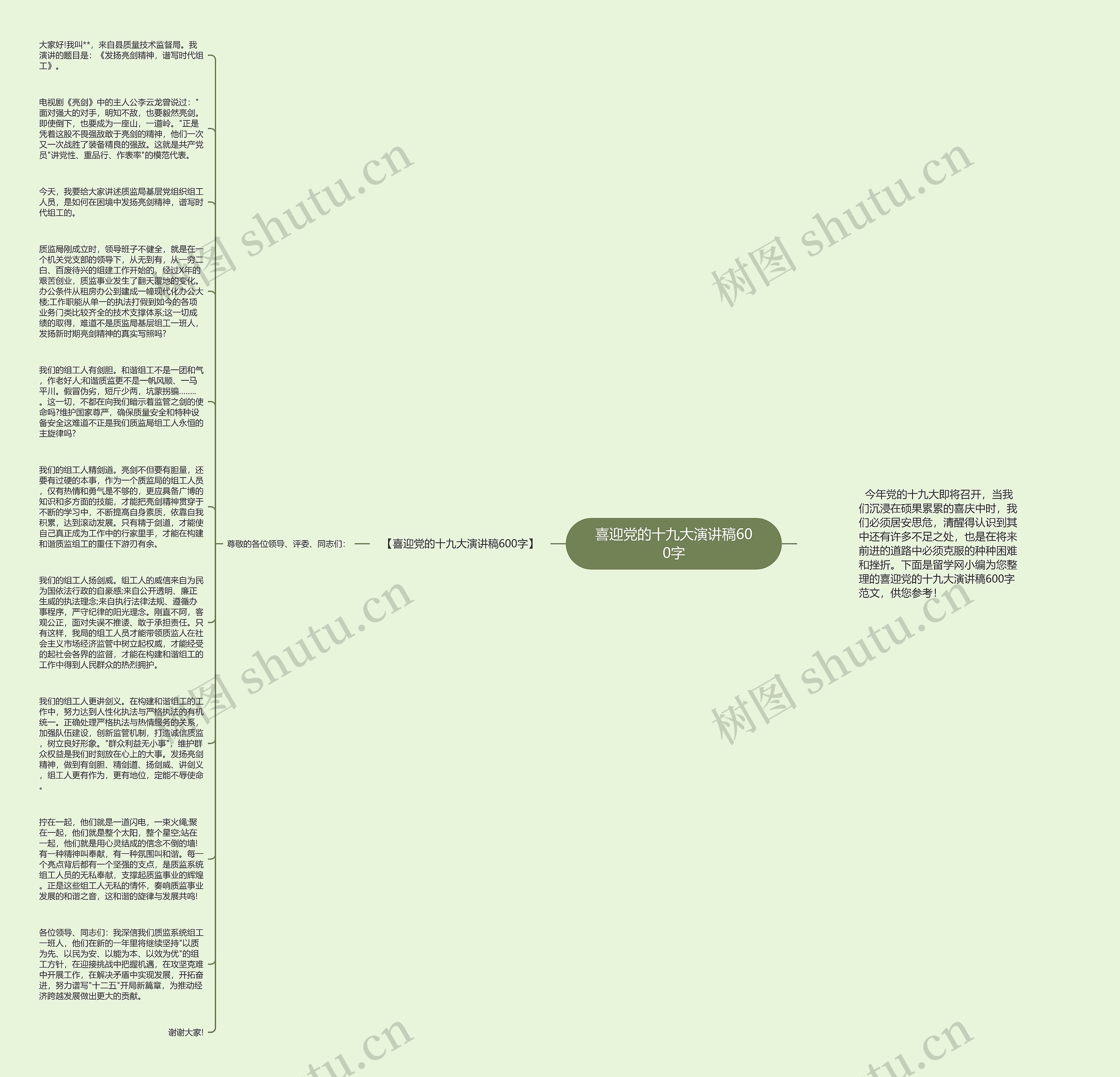 喜迎党的十九大演讲稿600字思维导图