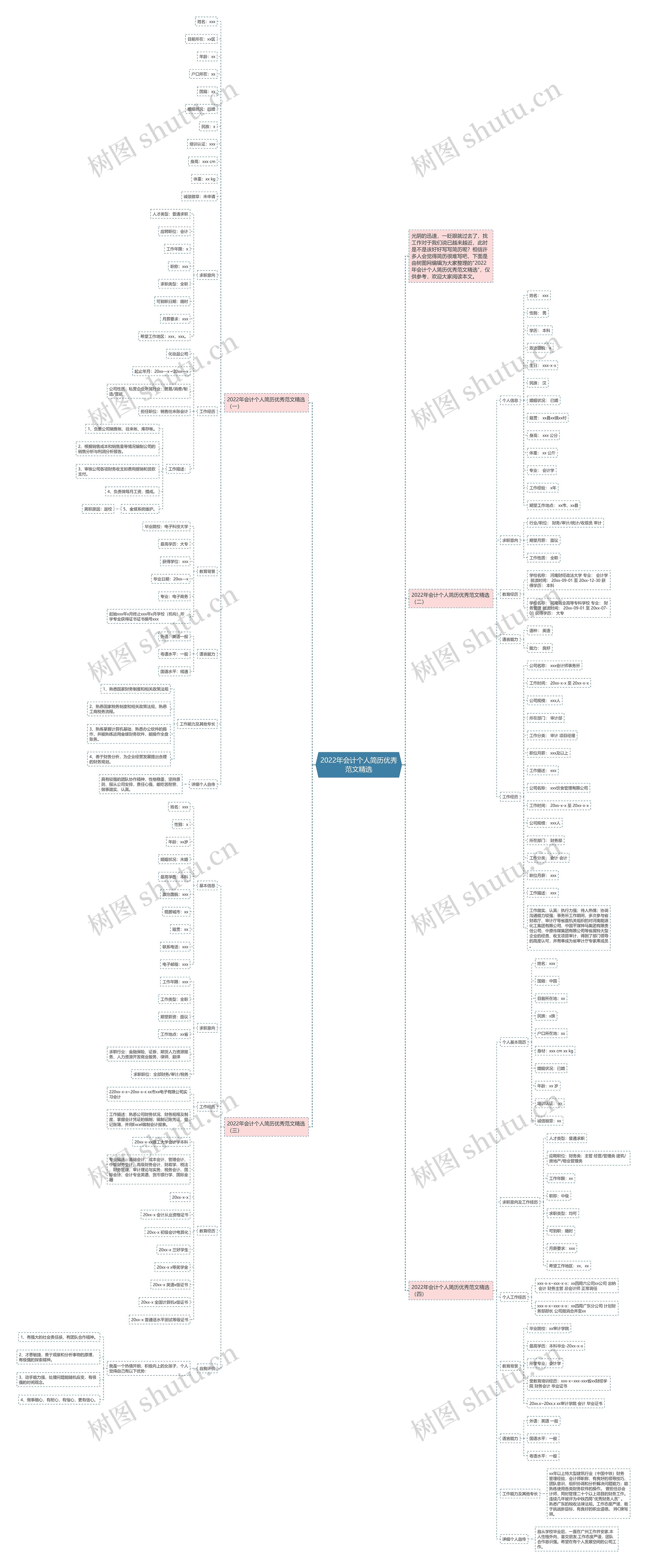 2022年会计个人简历优秀范文精选思维导图