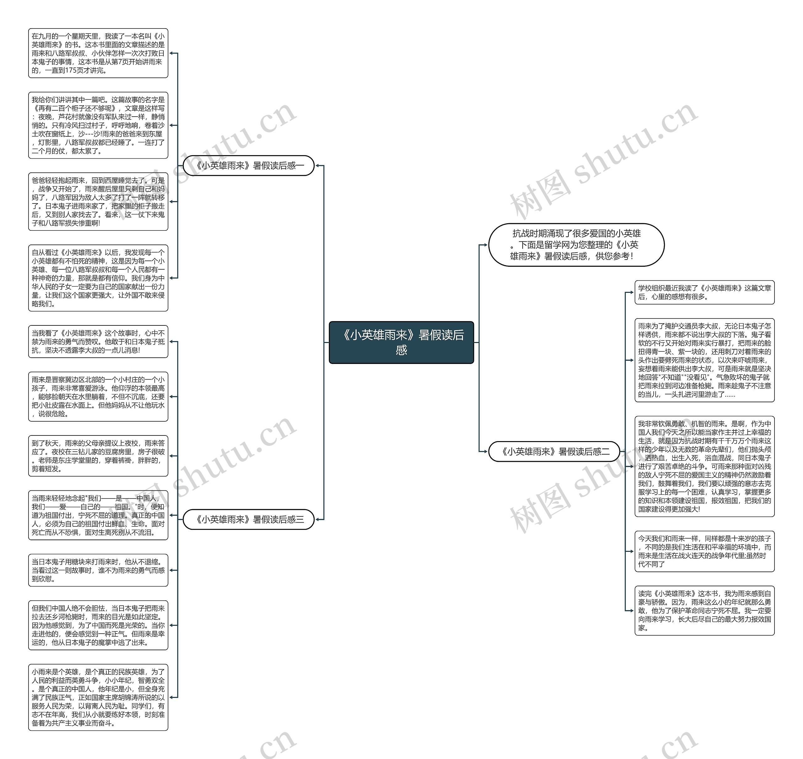 《小英雄雨来》暑假读后感思维导图