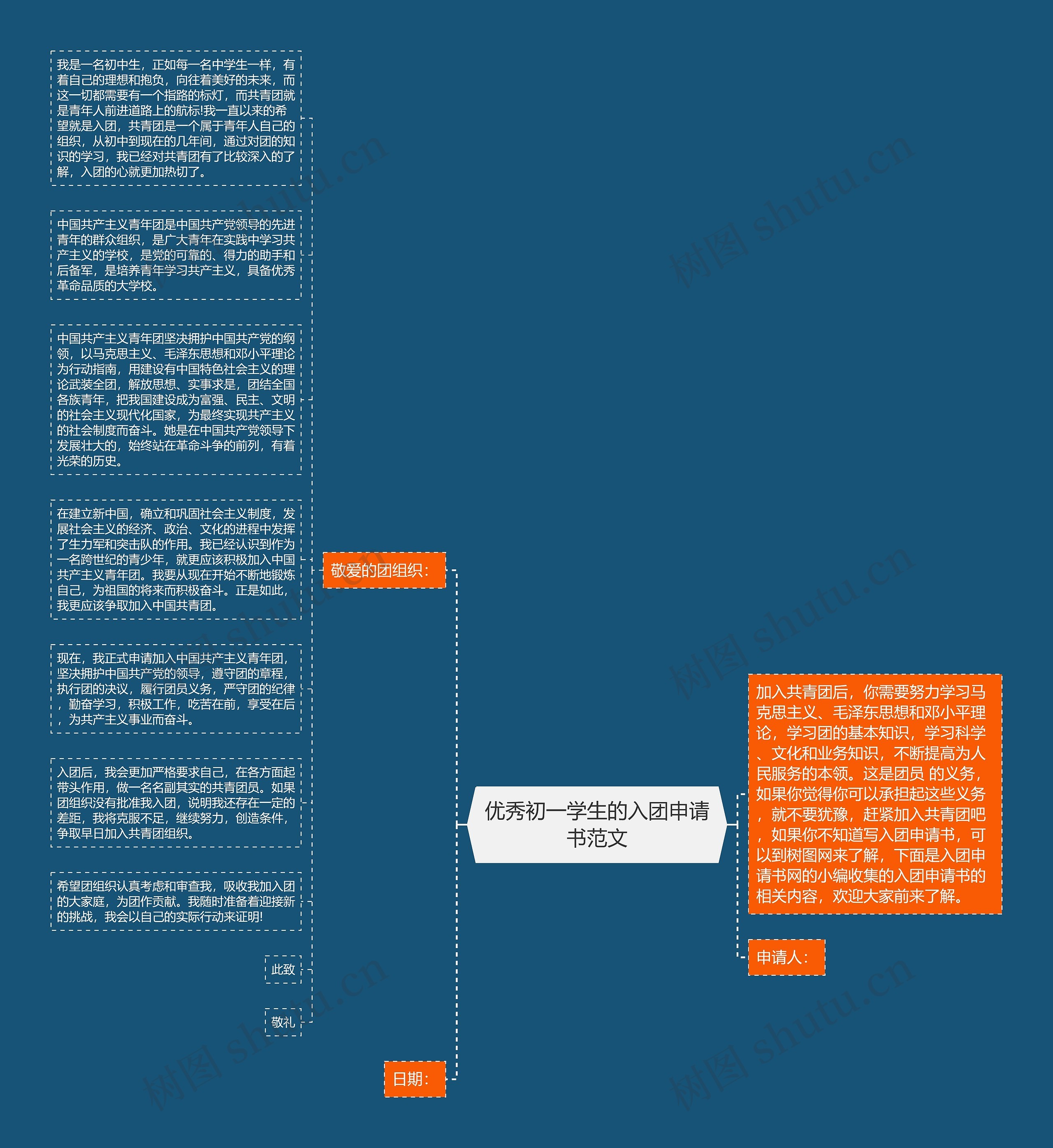 优秀初一学生的入团申请书范文思维导图