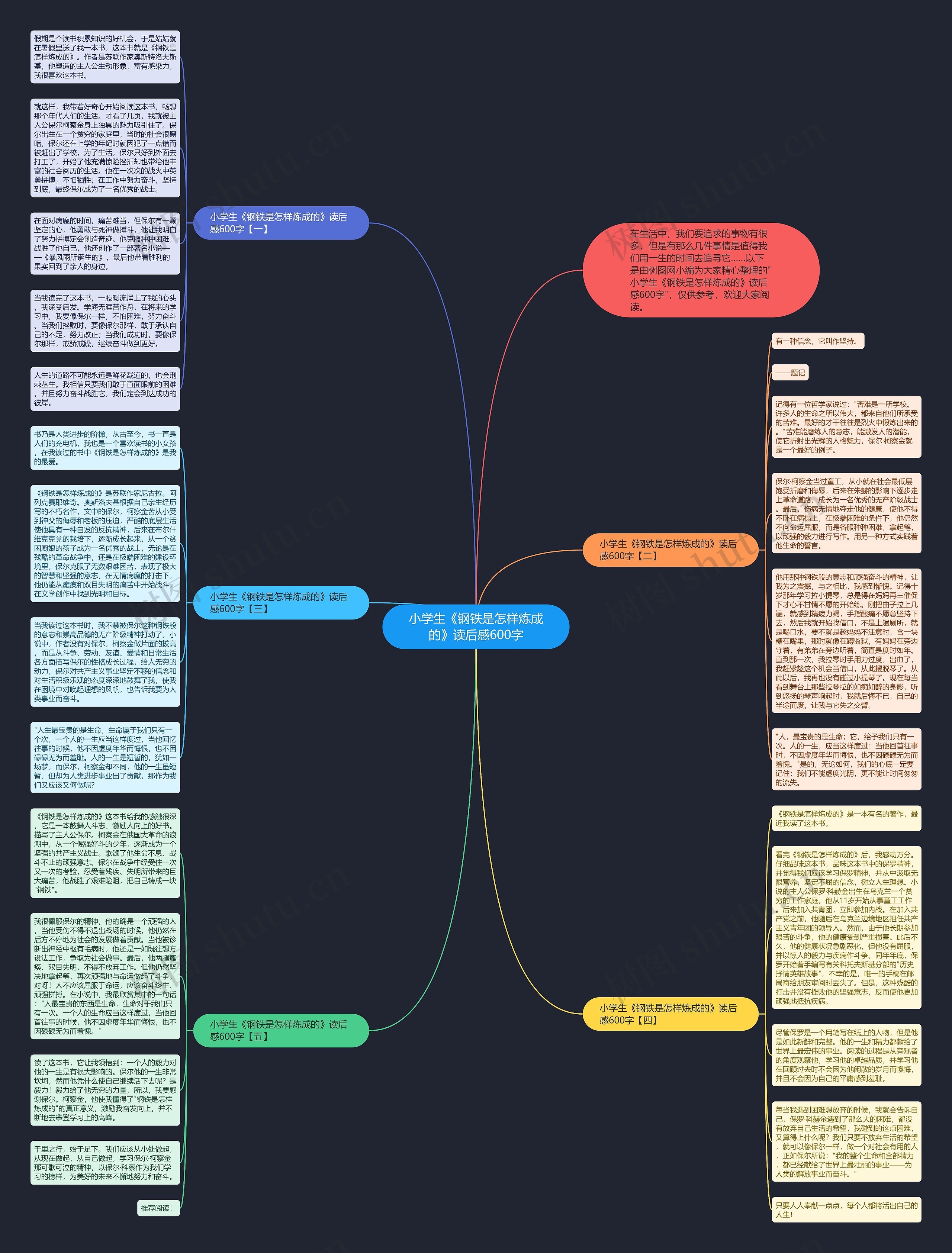 小学生《钢铁是怎样炼成的》读后感600字思维导图