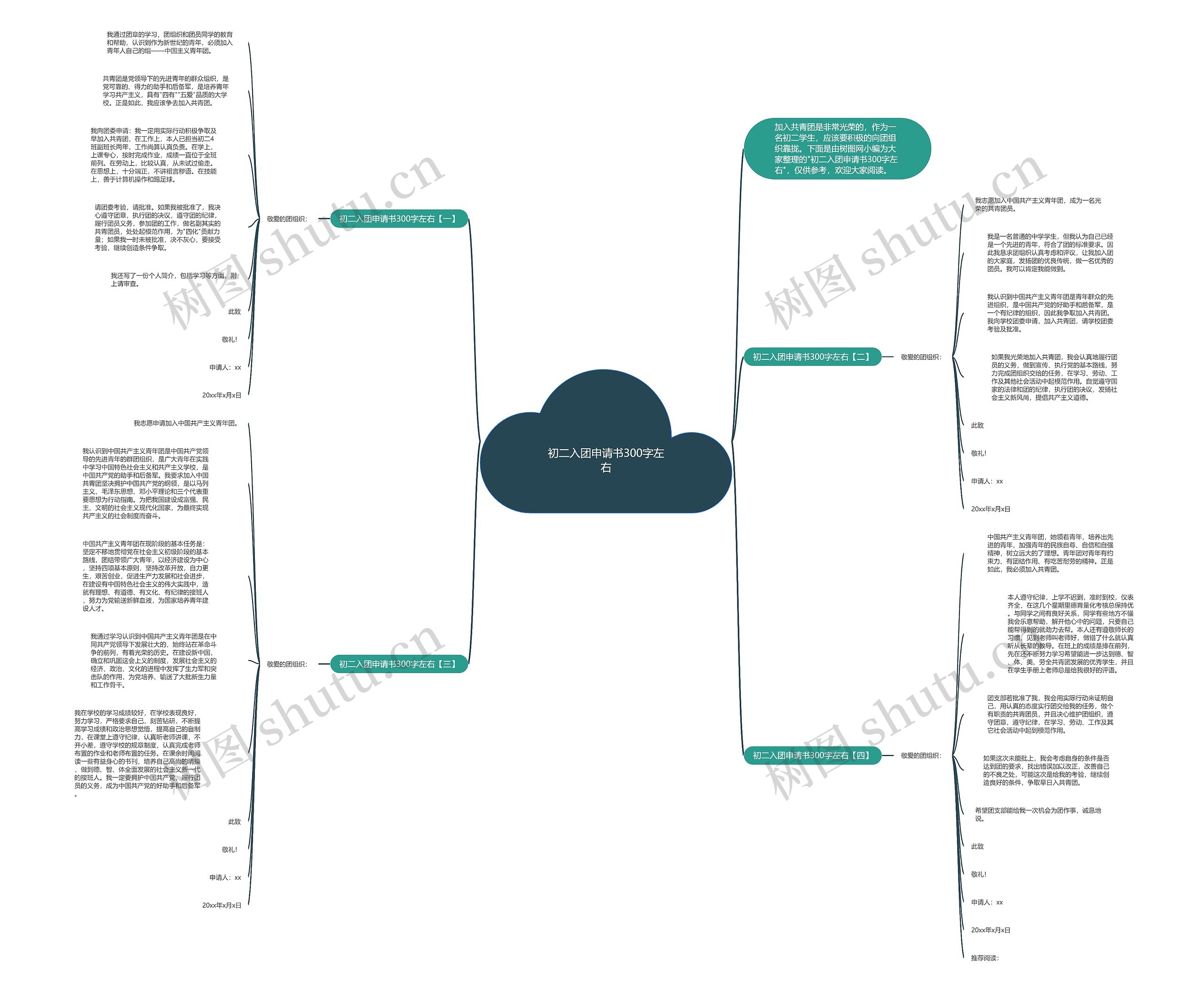 初二入团申请书300字左右思维导图