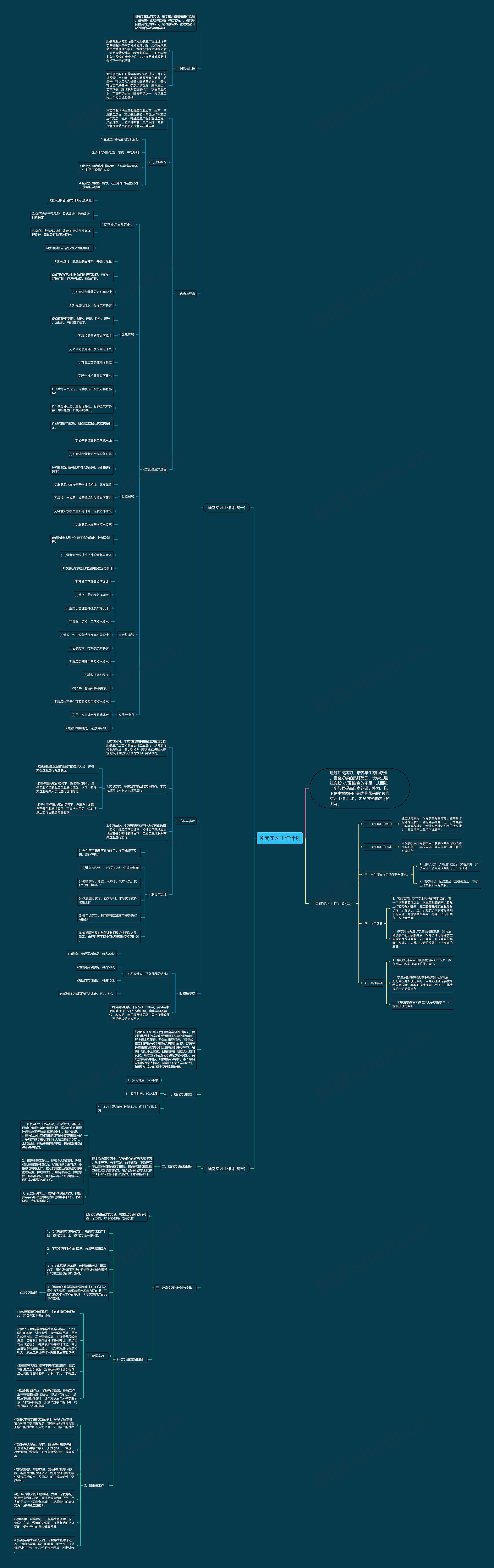 顶岗实习工作计划思维导图