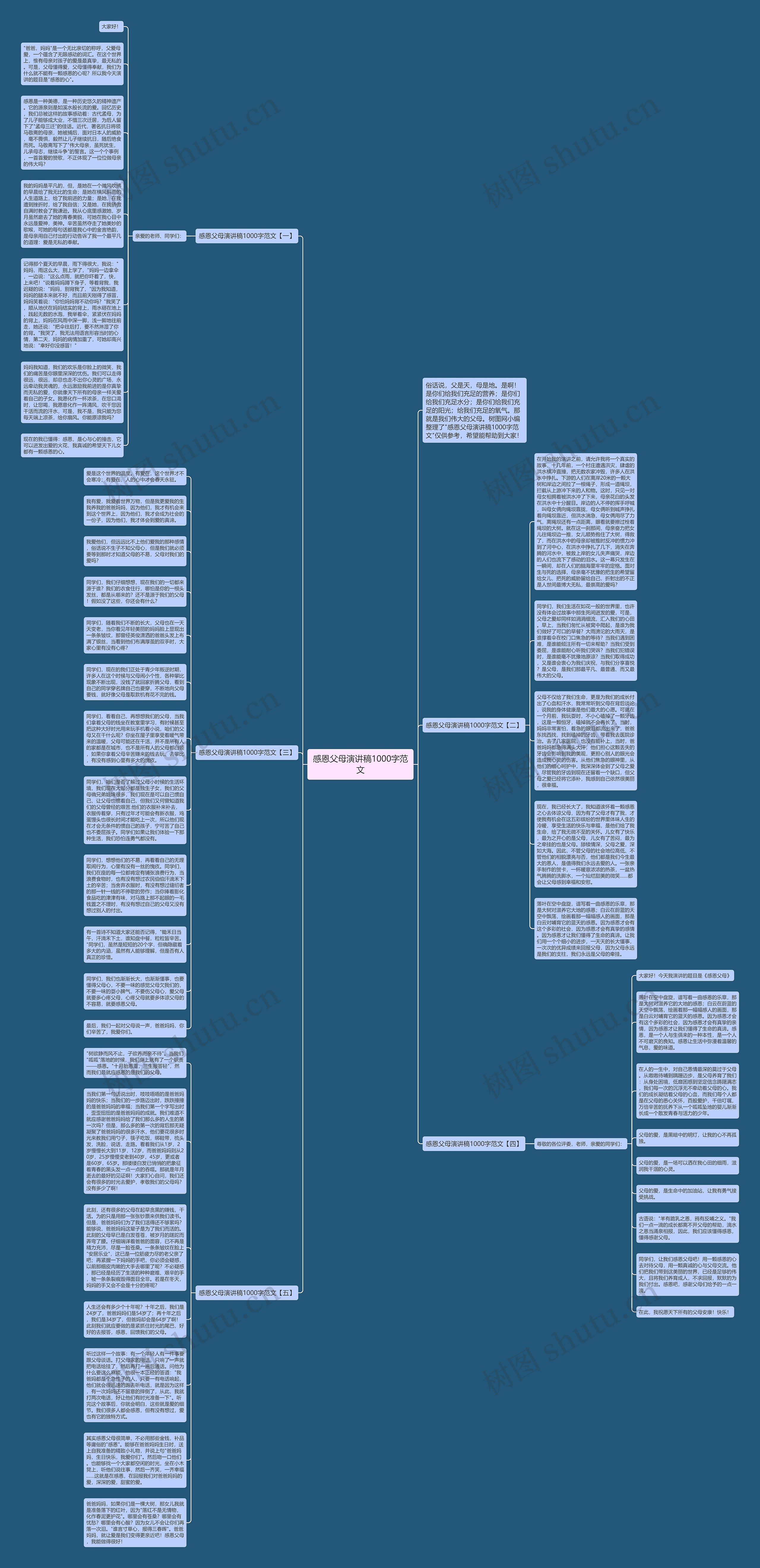 感恩父母演讲稿1000字范文思维导图