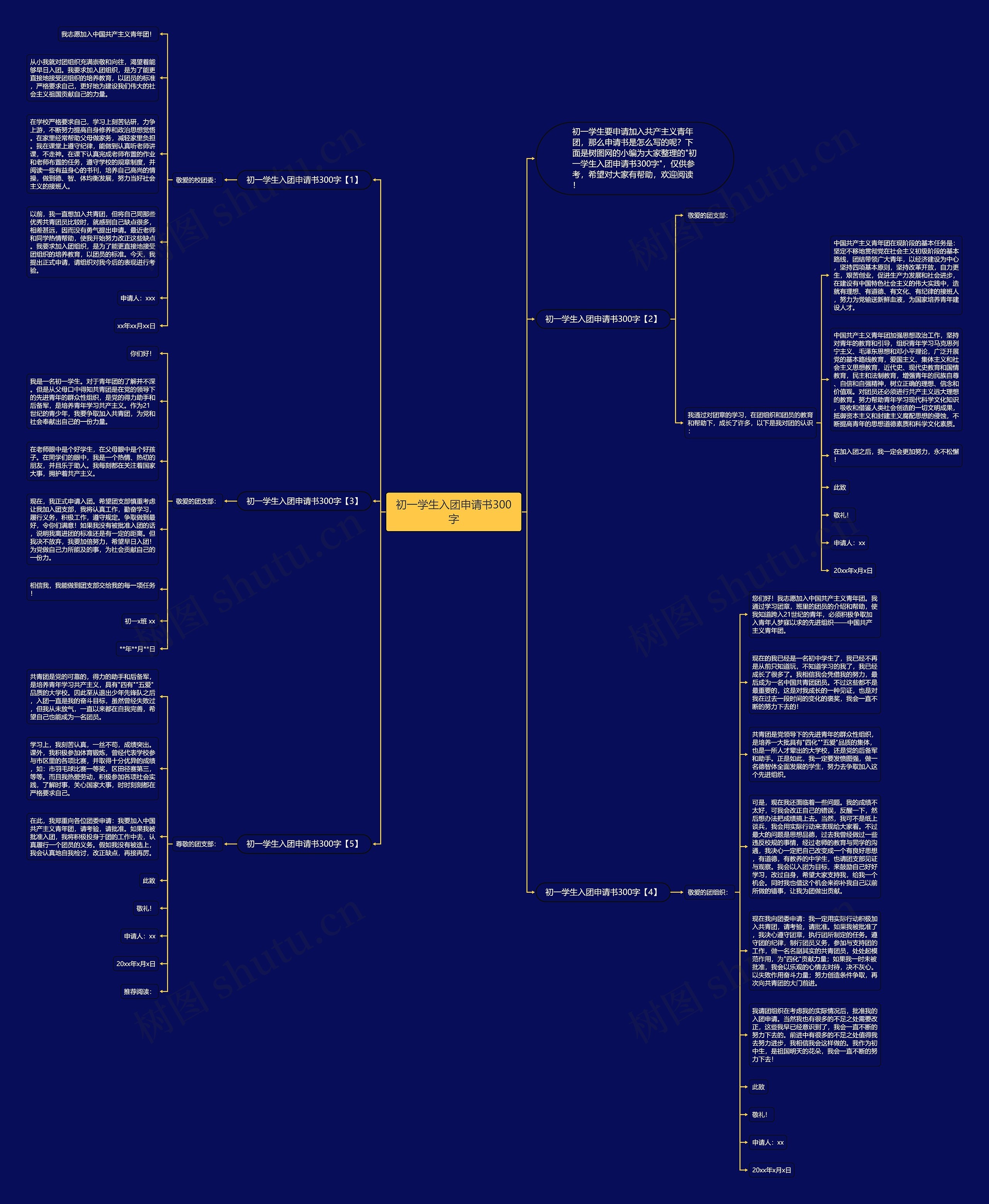 初一学生入团申请书300字思维导图