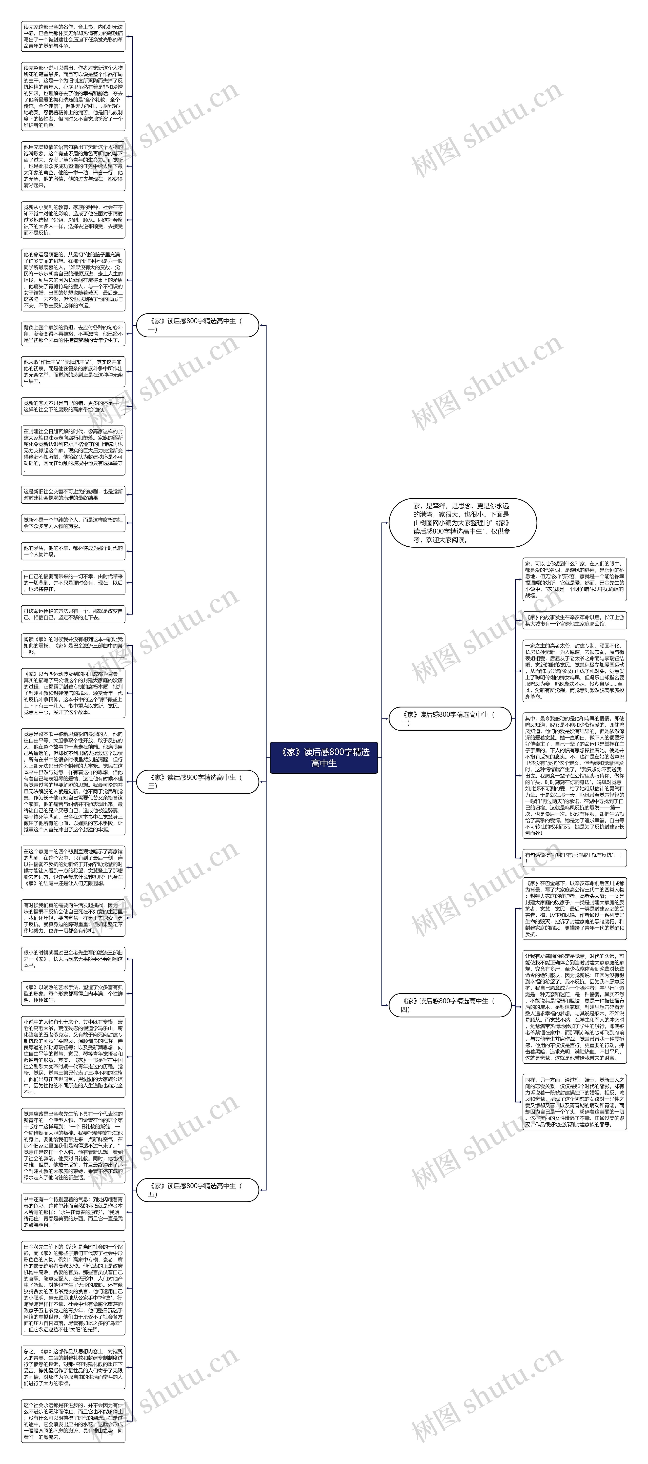 《家》读后感800字精选高中生思维导图