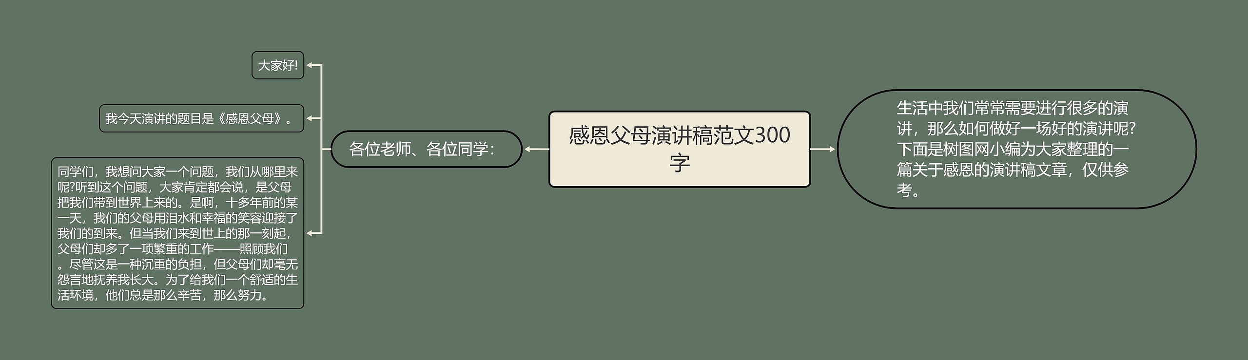 感恩父母演讲稿范文300字思维导图