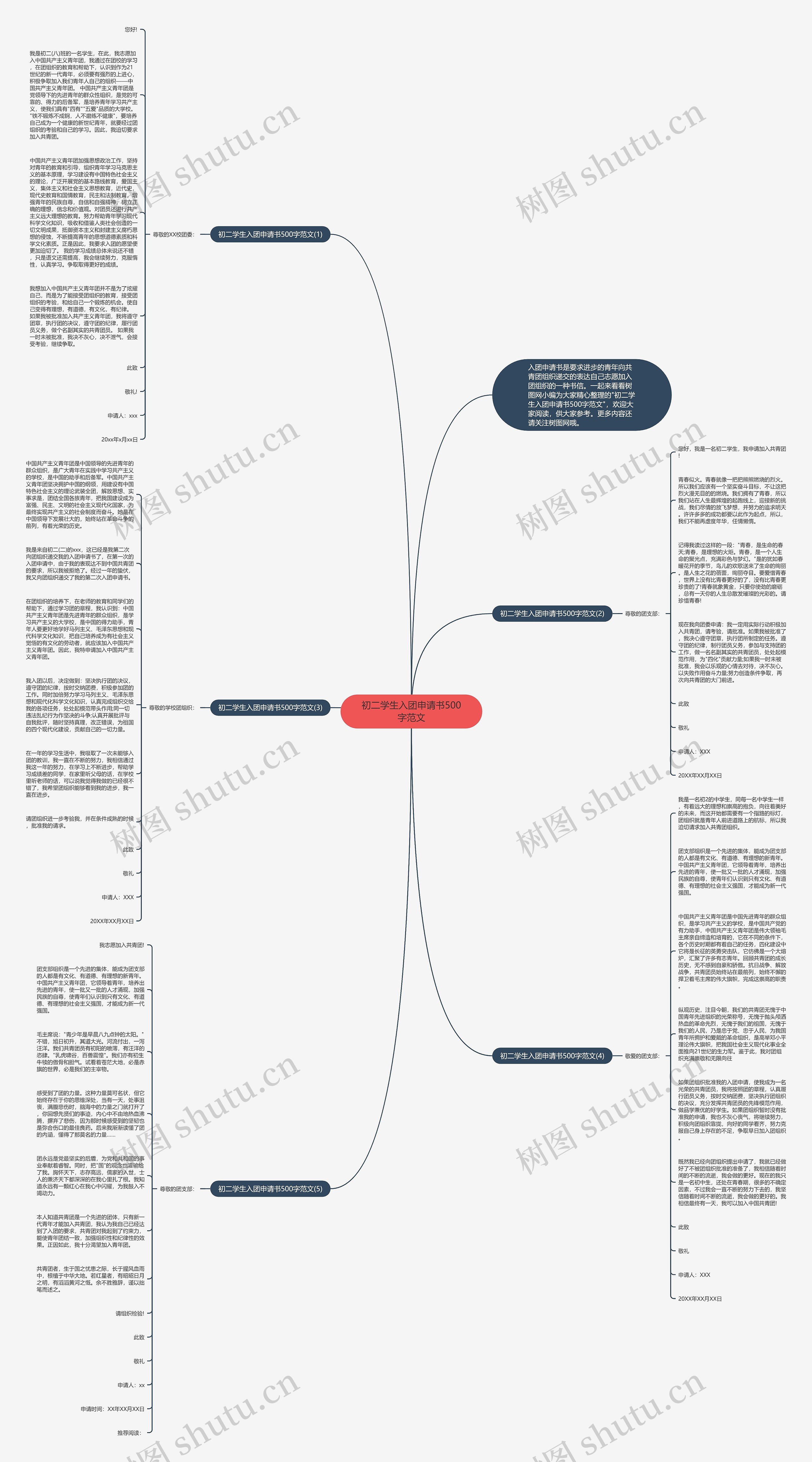 初二学生入团申请书500字范文思维导图