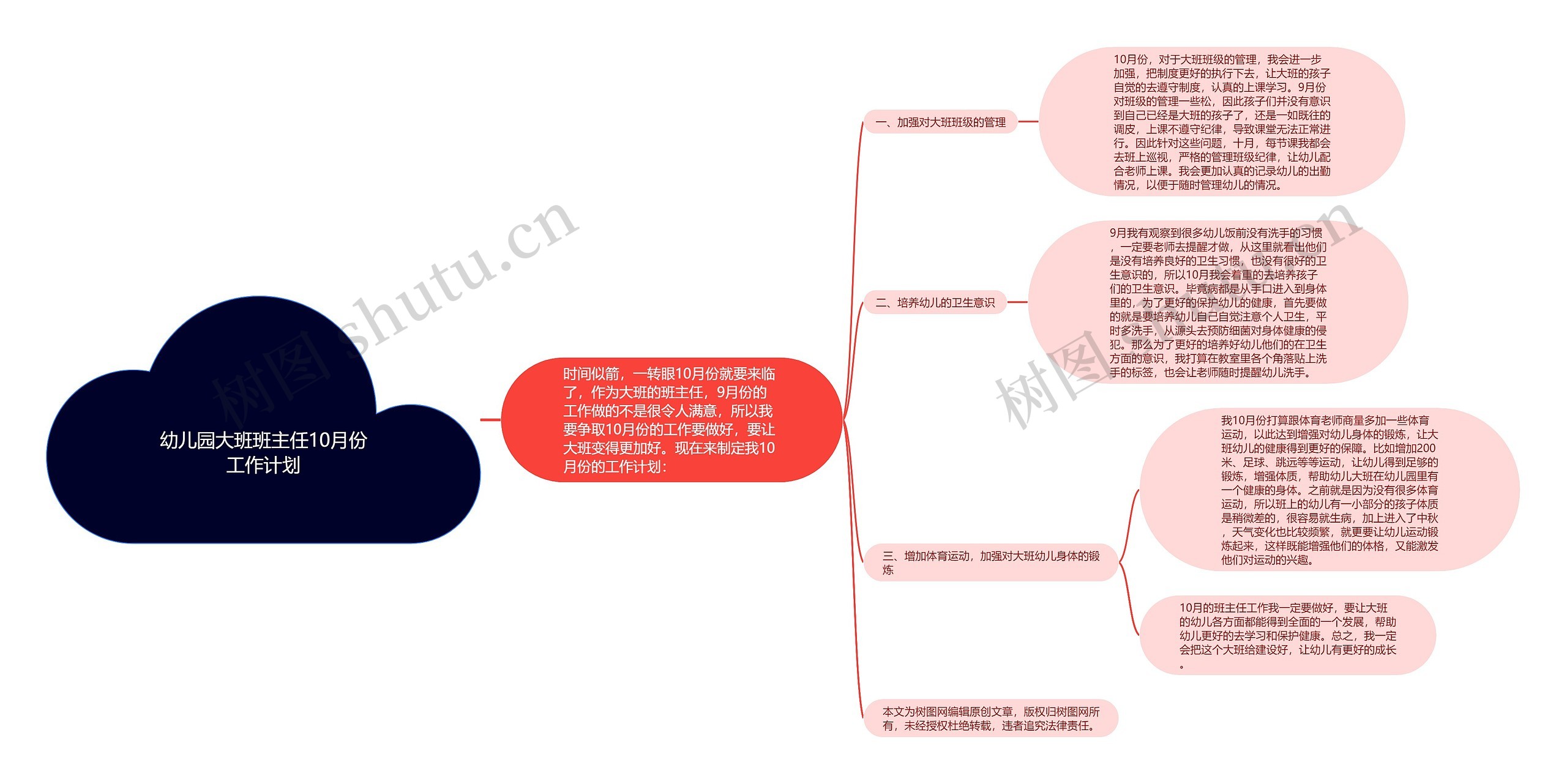 幼儿园大班班主任10月份工作计划