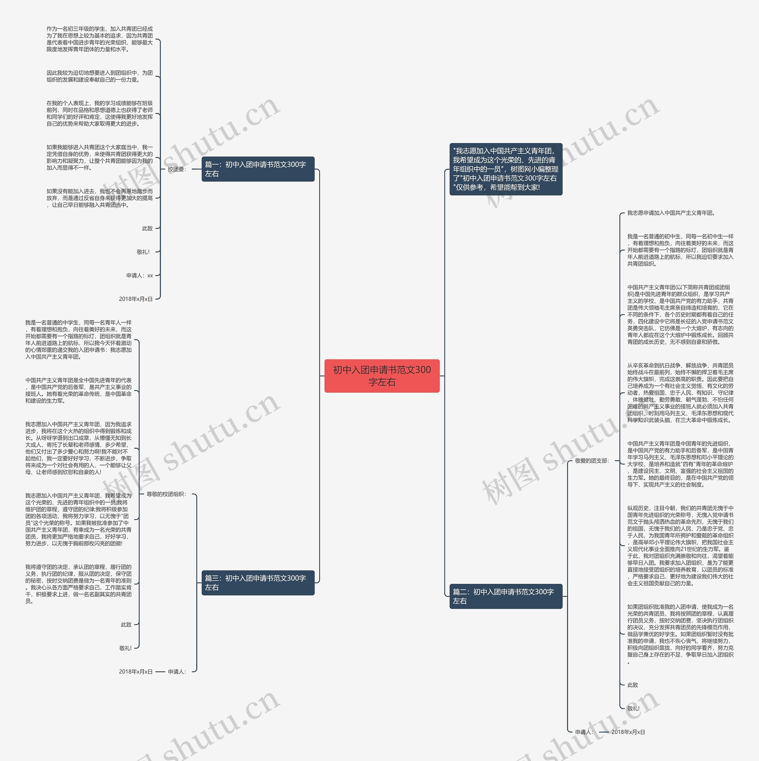 初中入团申请书范文300字左右思维导图