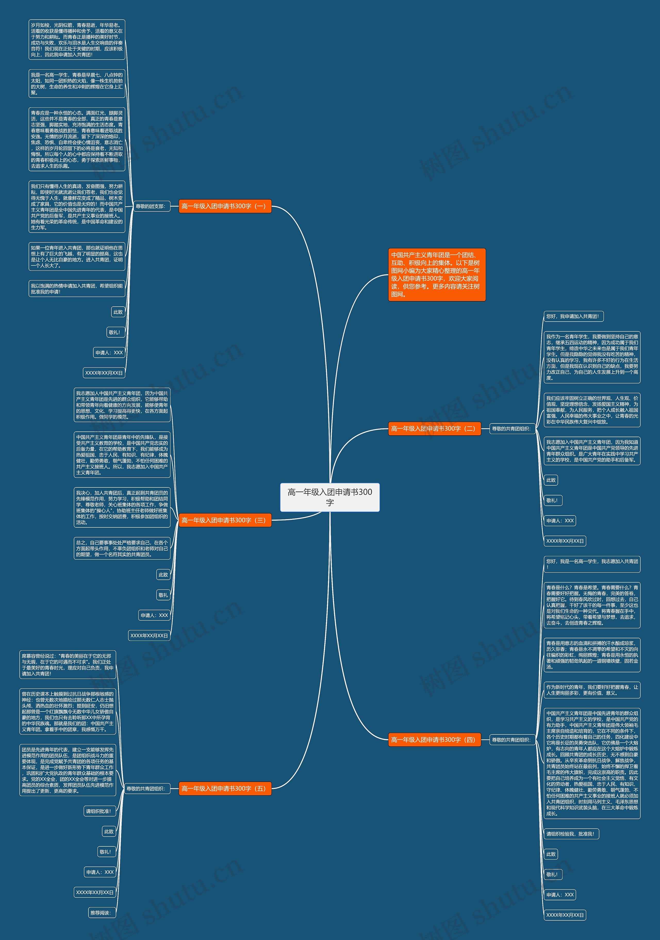 高一年级入团申请书300字思维导图