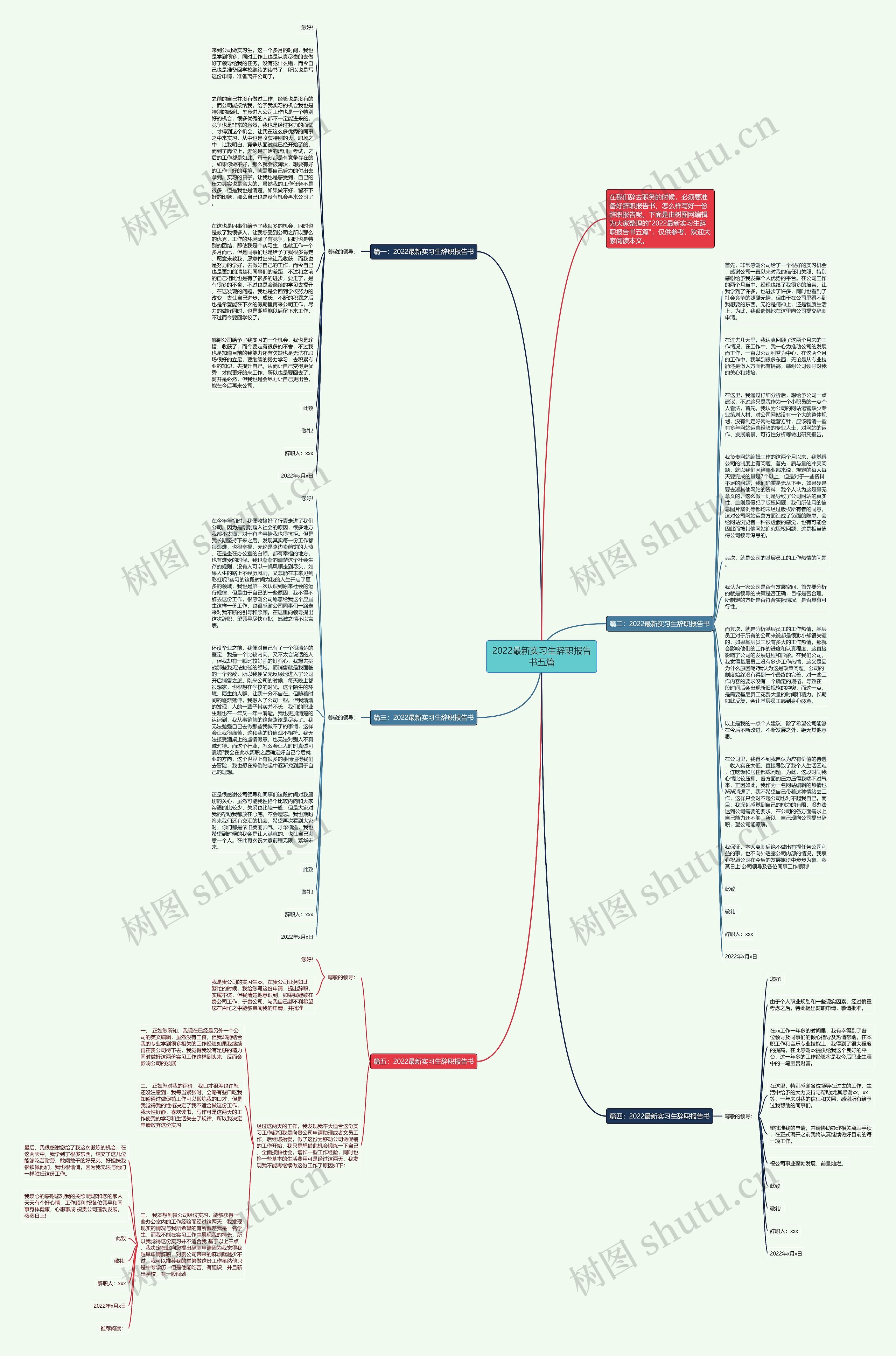 2022最新实习生辞职报告书五篇思维导图