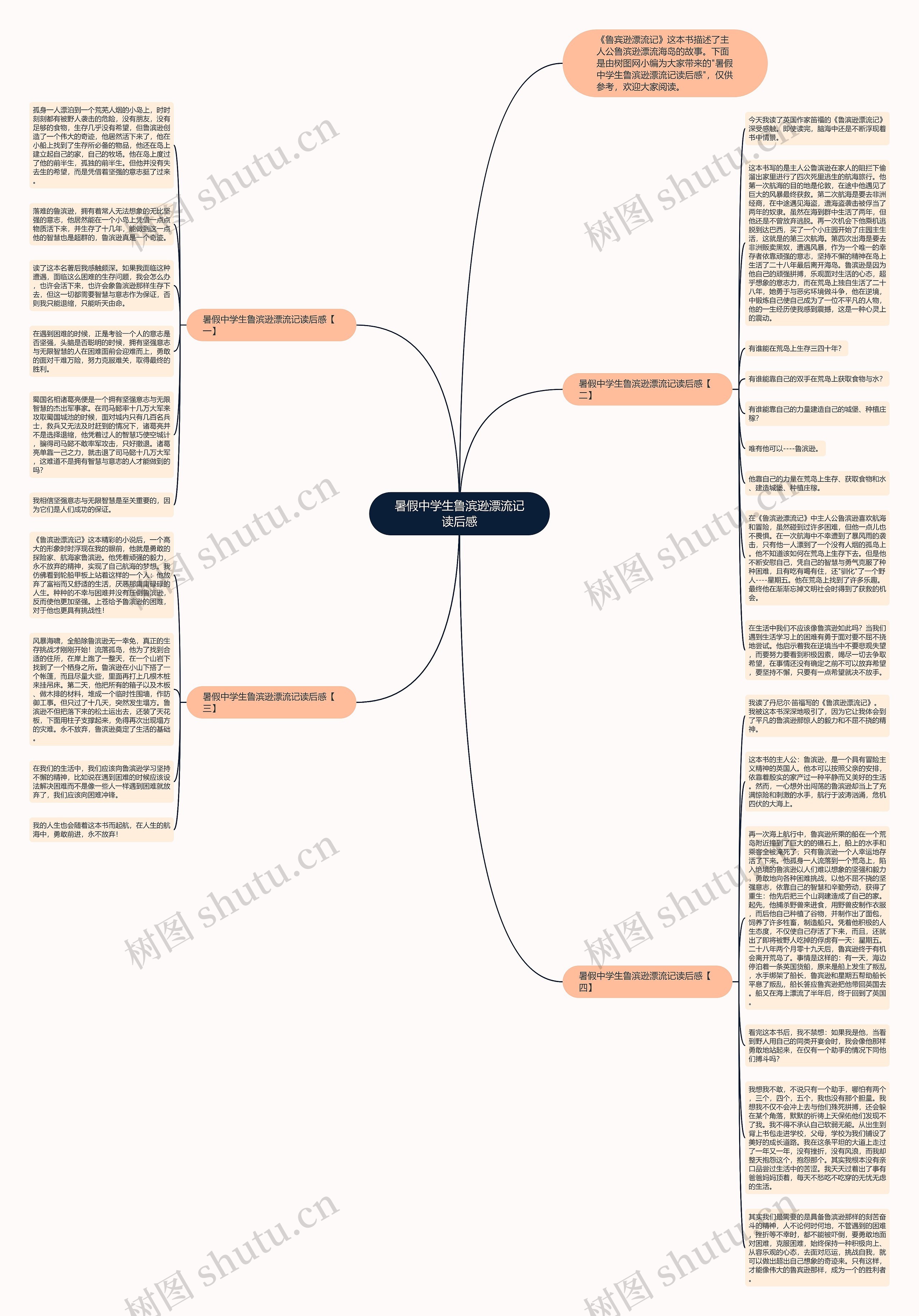 暑假中学生鲁滨逊漂流记读后感思维导图
