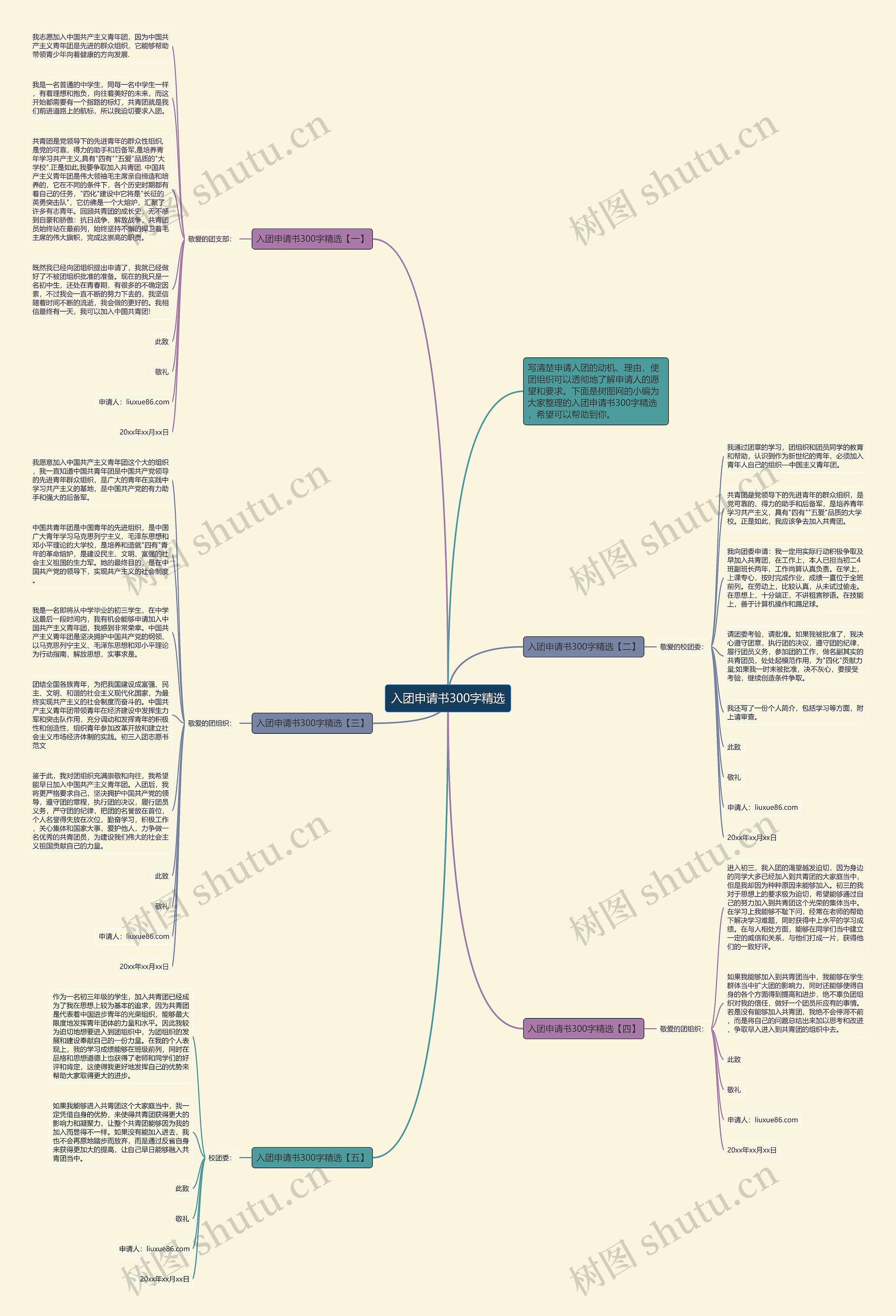 入团申请书300字精选思维导图