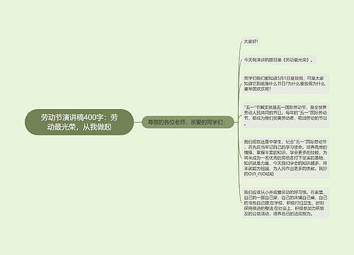 劳动节演讲稿400字：劳动最光荣，从我做起