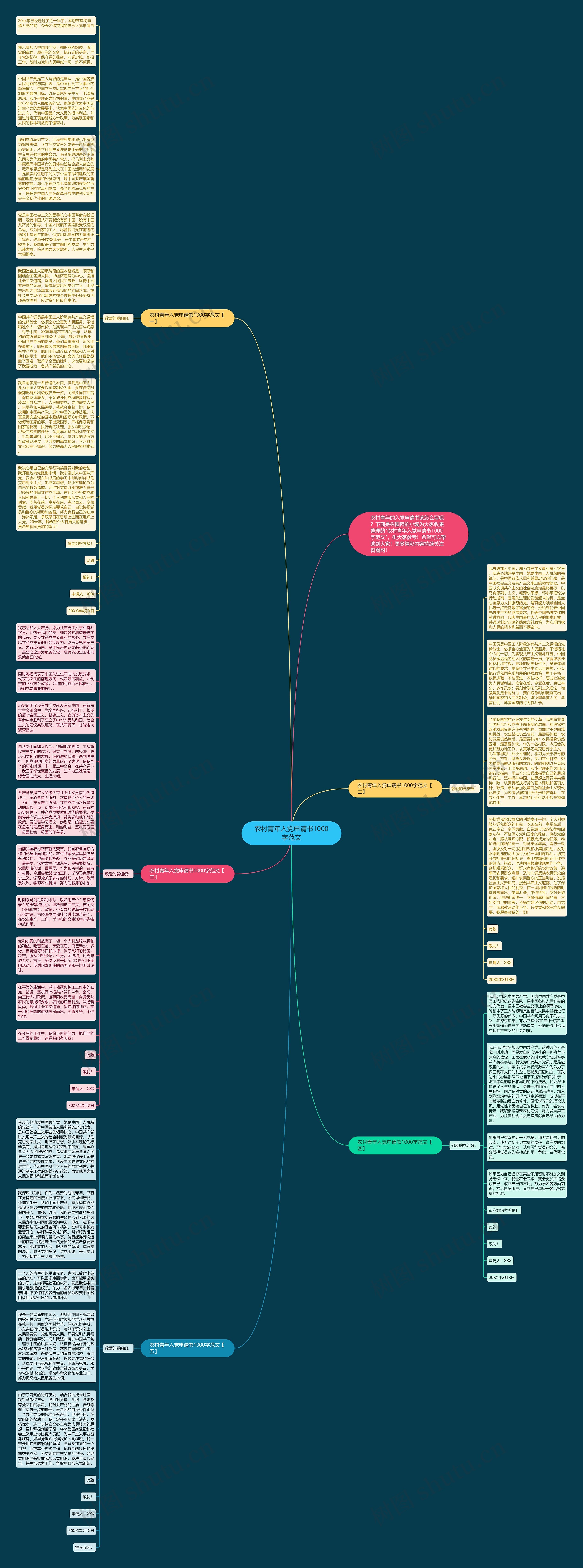 农村青年入党申请书1000字范文思维导图