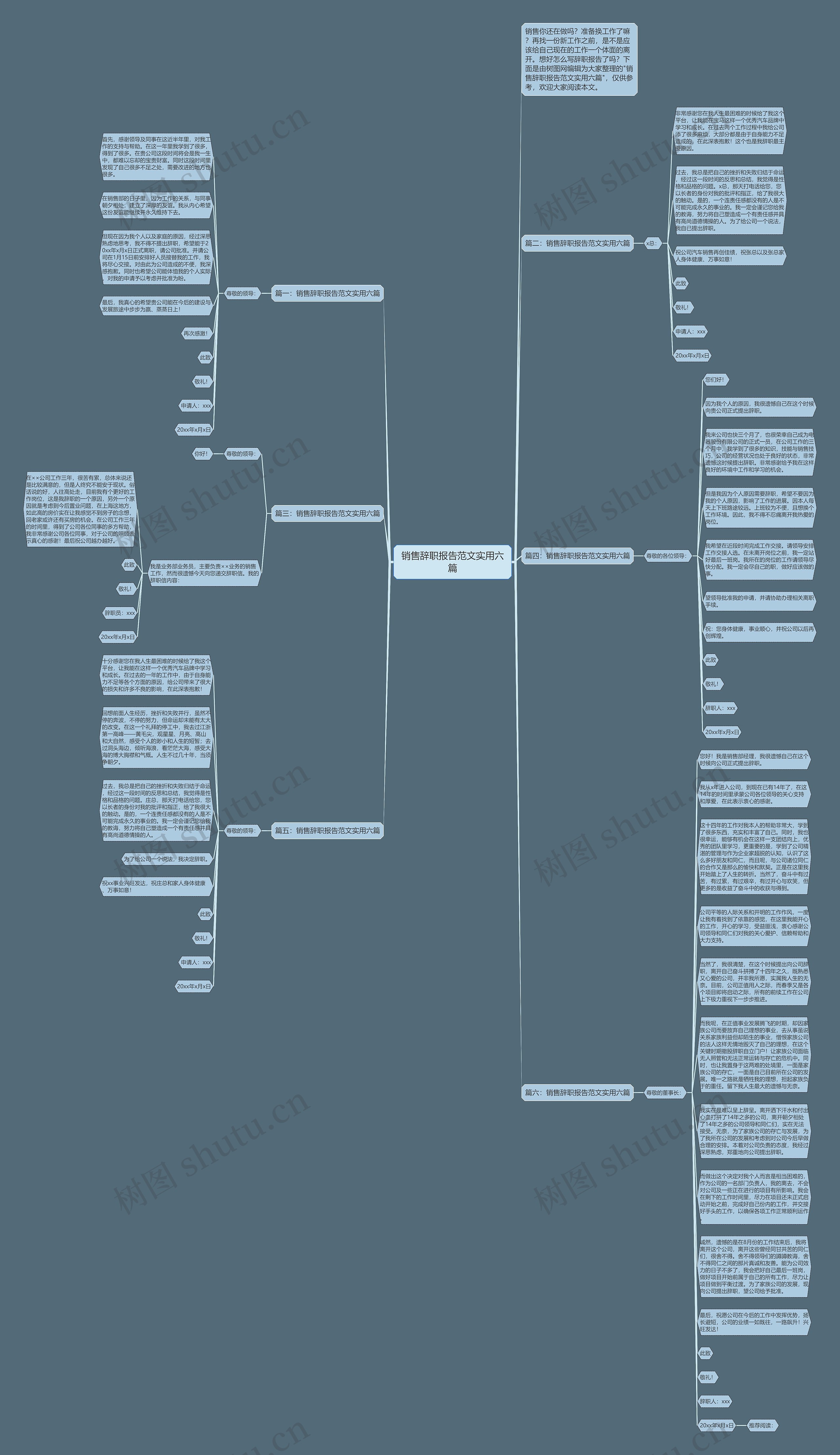 销售辞职报告范文实用六篇思维导图