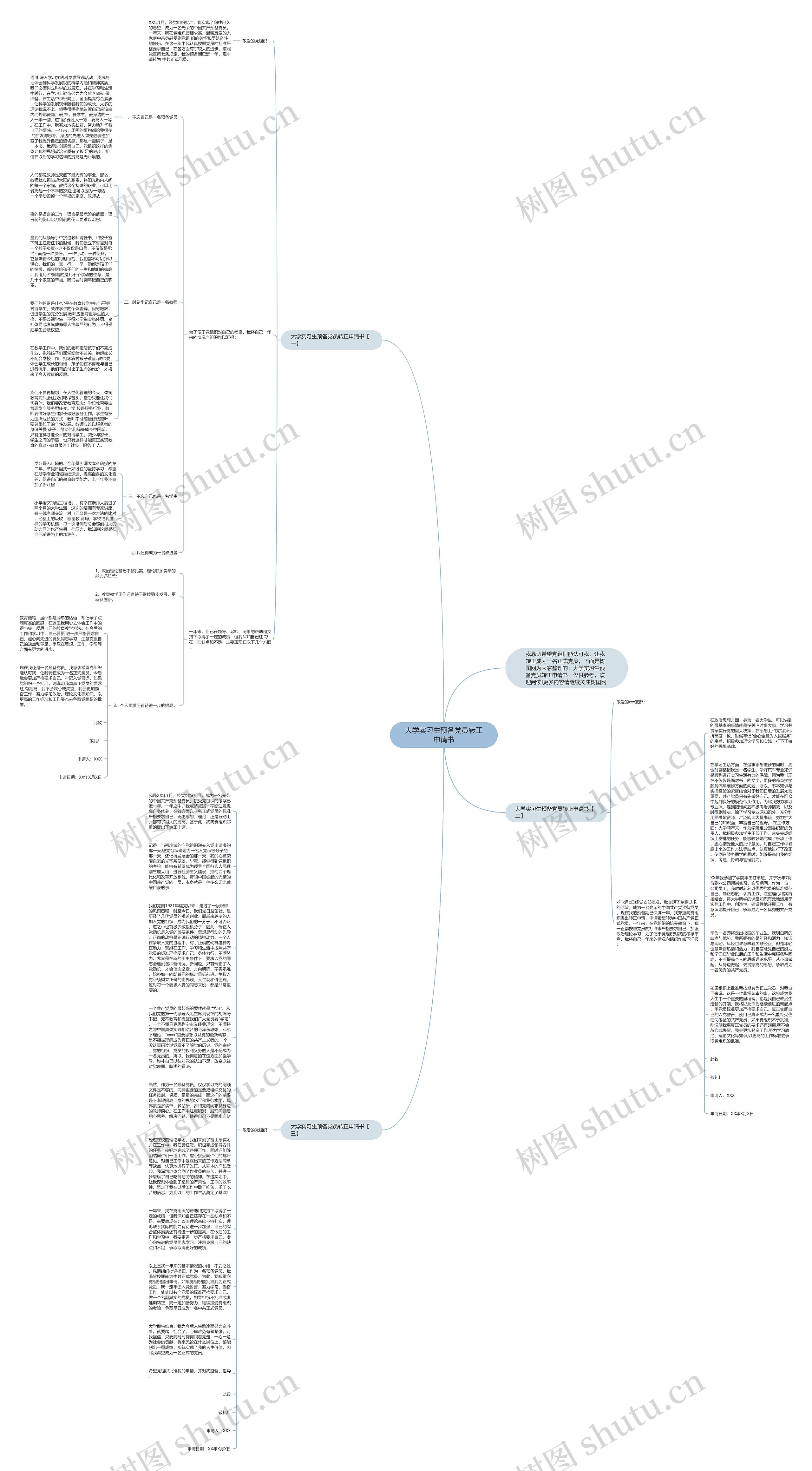 大学实习生预备党员转正申请书思维导图