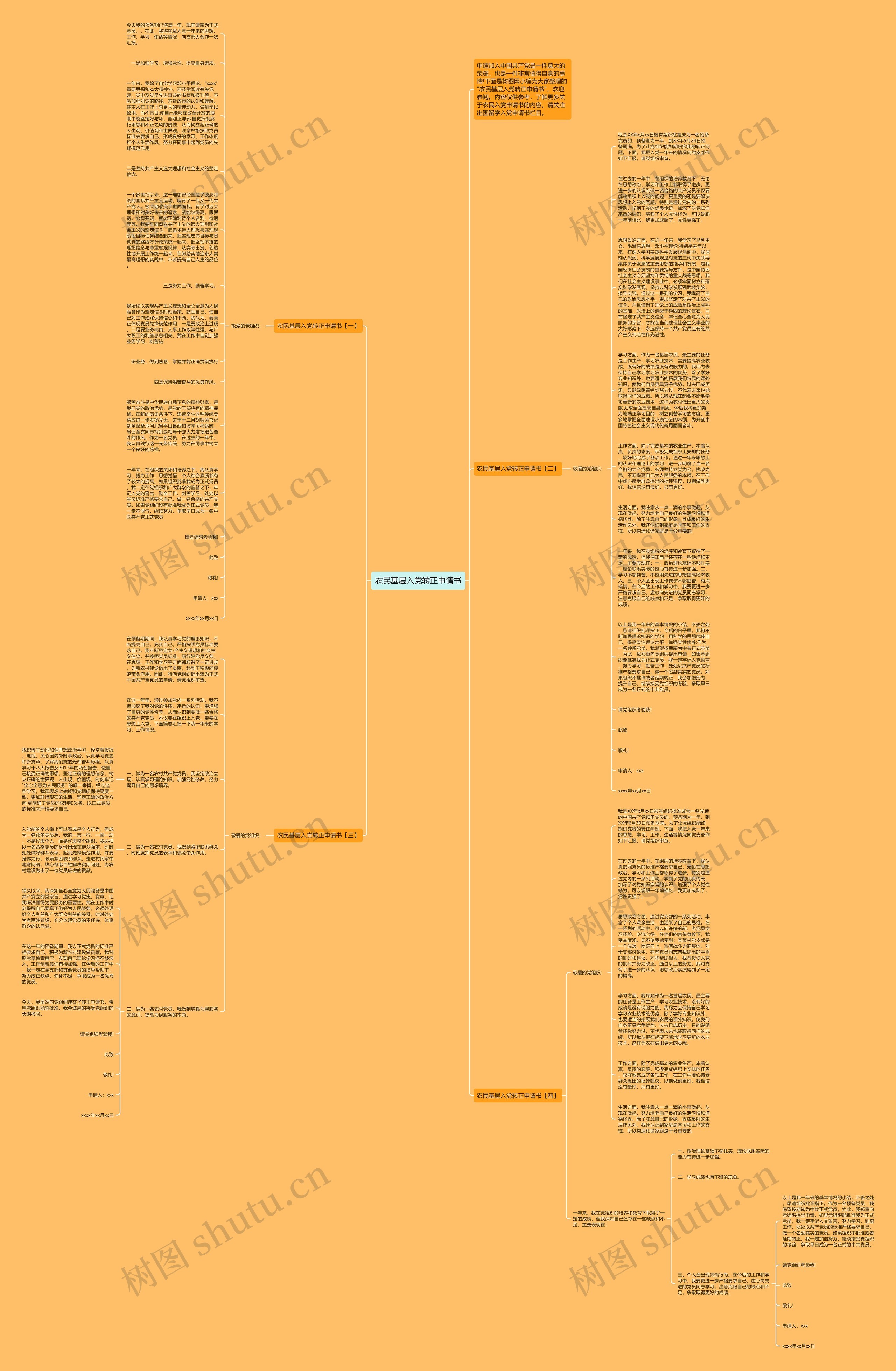 农民基层入党转正申请书思维导图