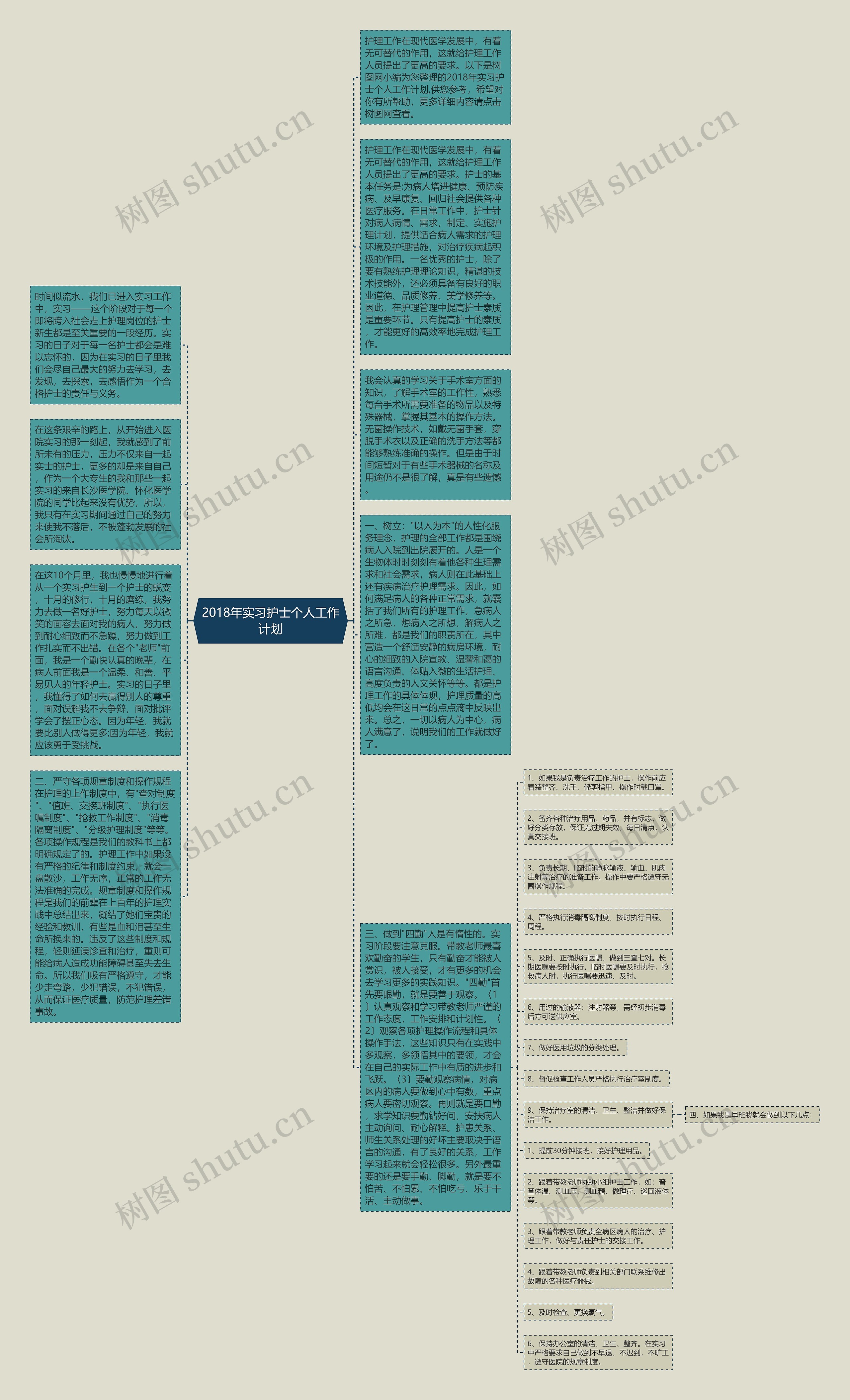 2018年实习护士个人工作计划思维导图