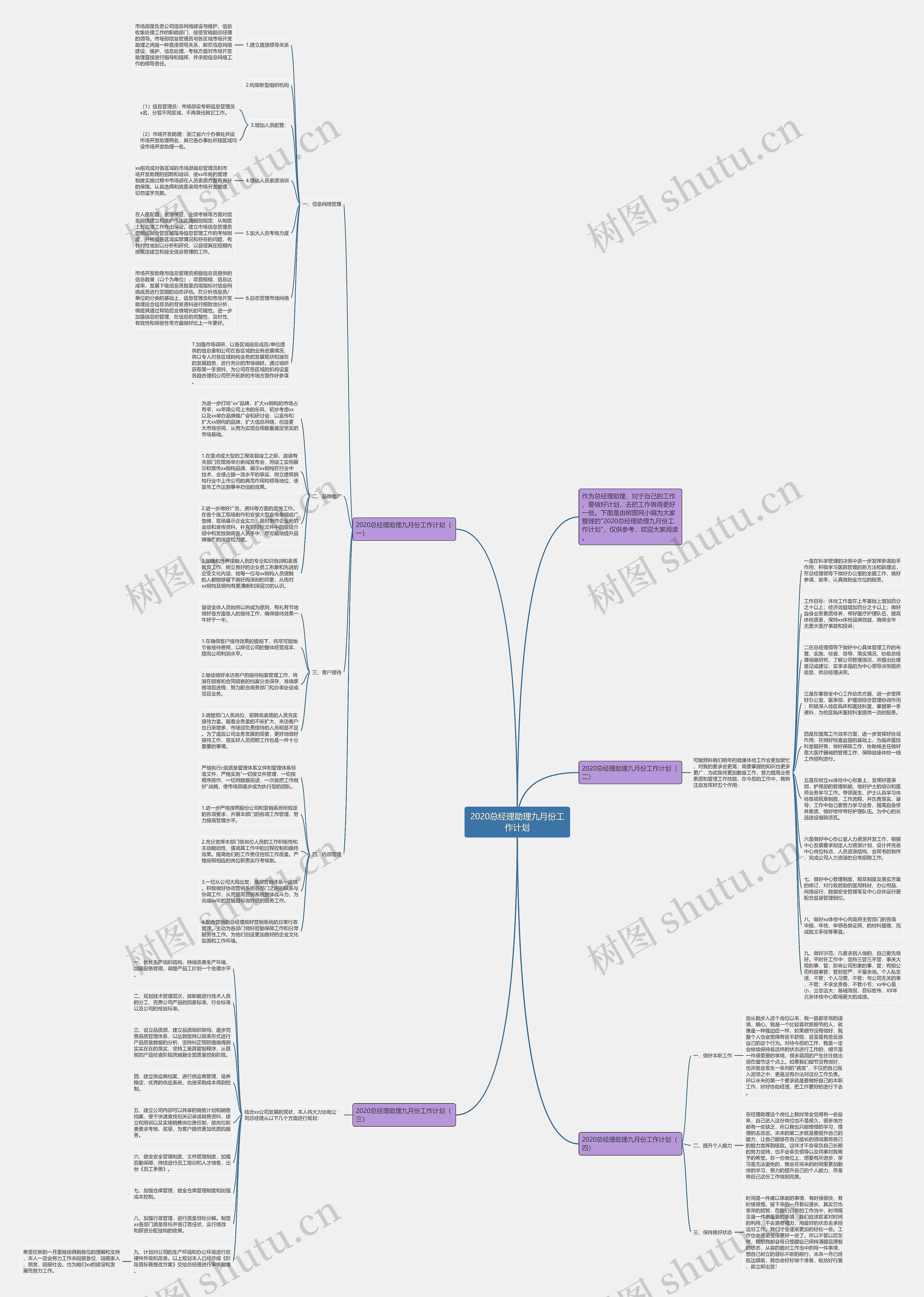 2020总经理助理九月份工作计划思维导图
