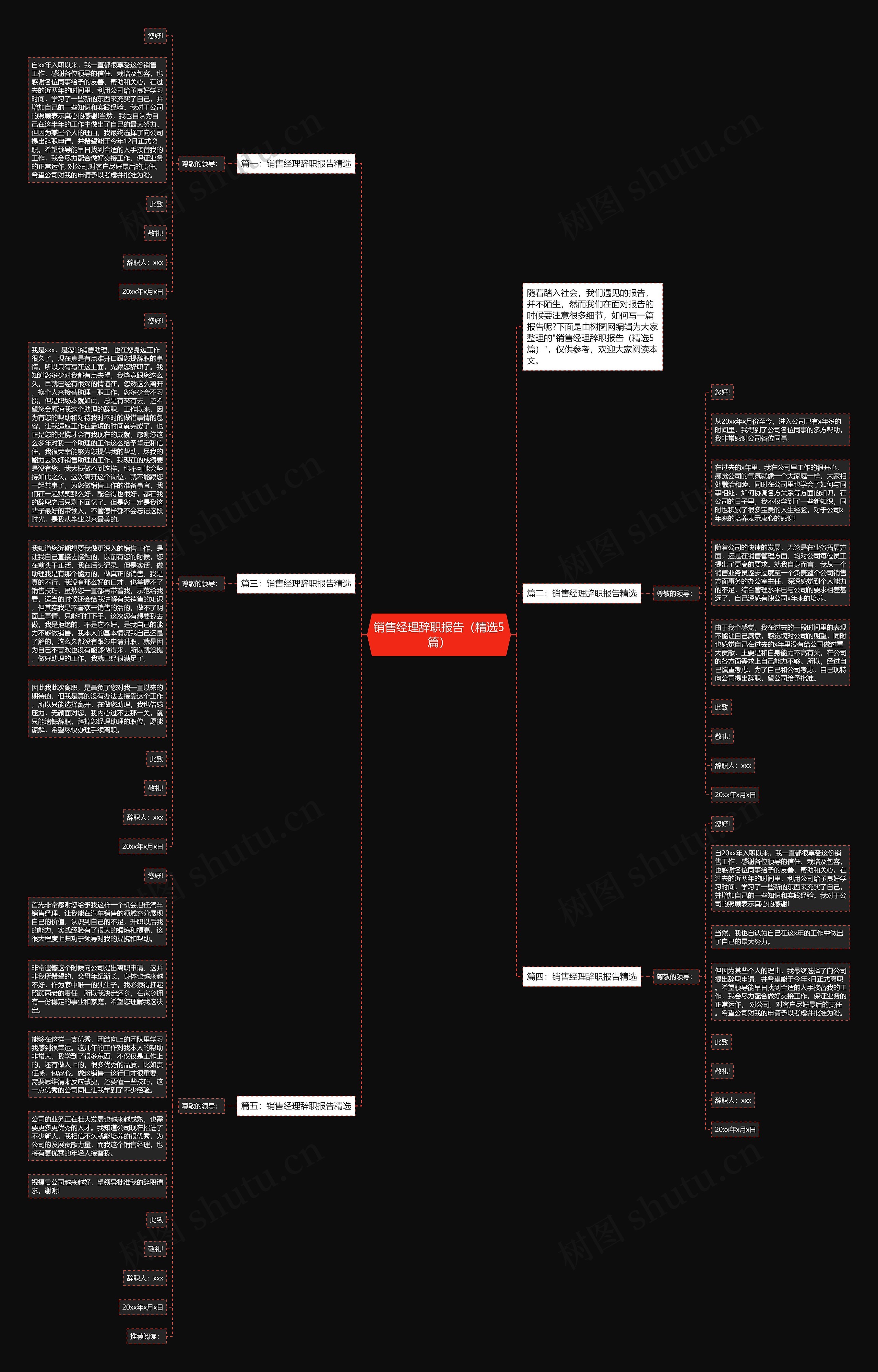 销售经理辞职报告（精选5篇）思维导图