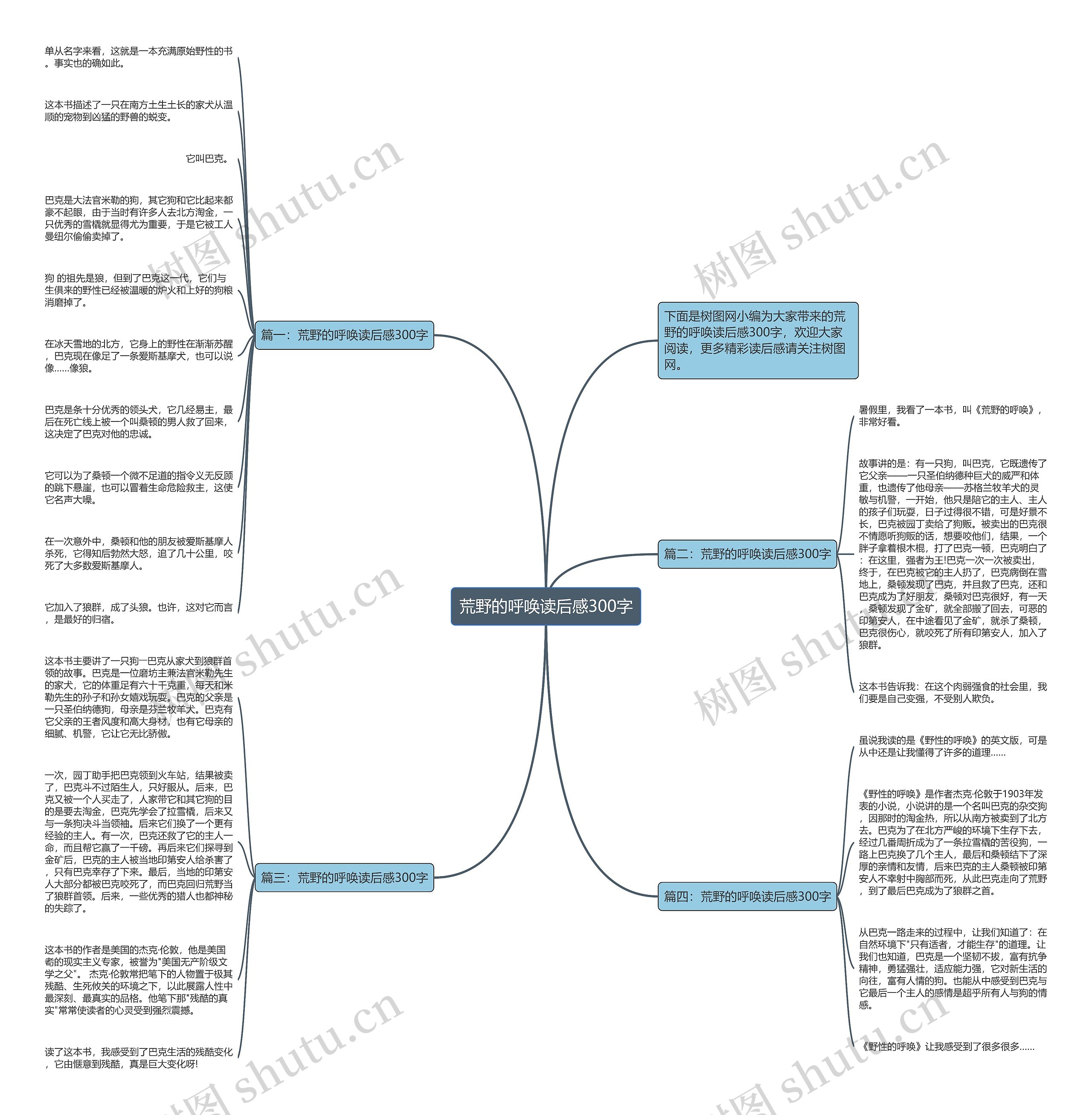 荒野的呼唤读后感300字思维导图
