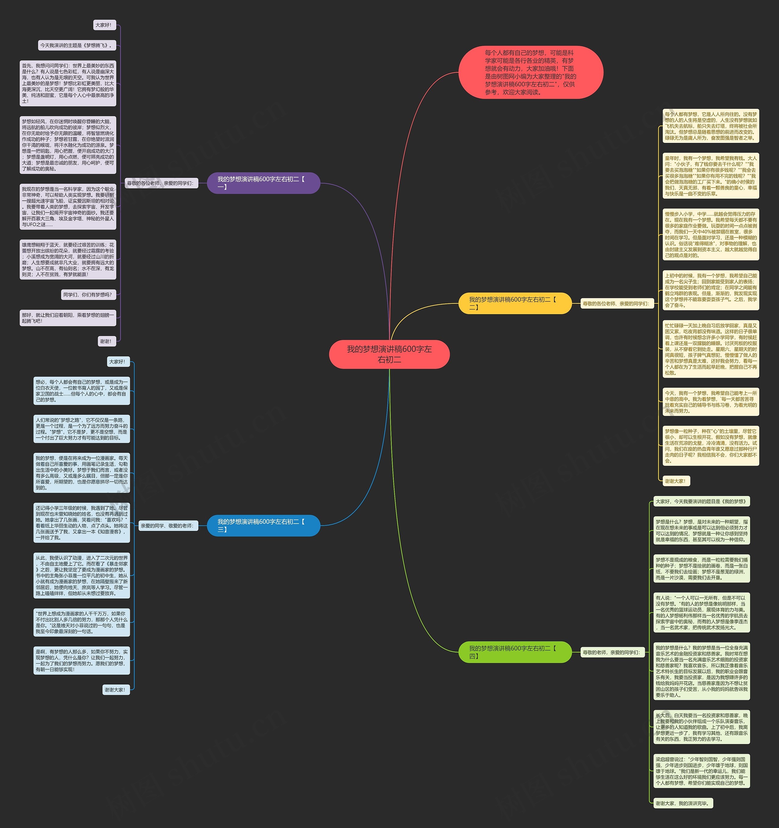 我的梦想演讲稿600字左右初二思维导图