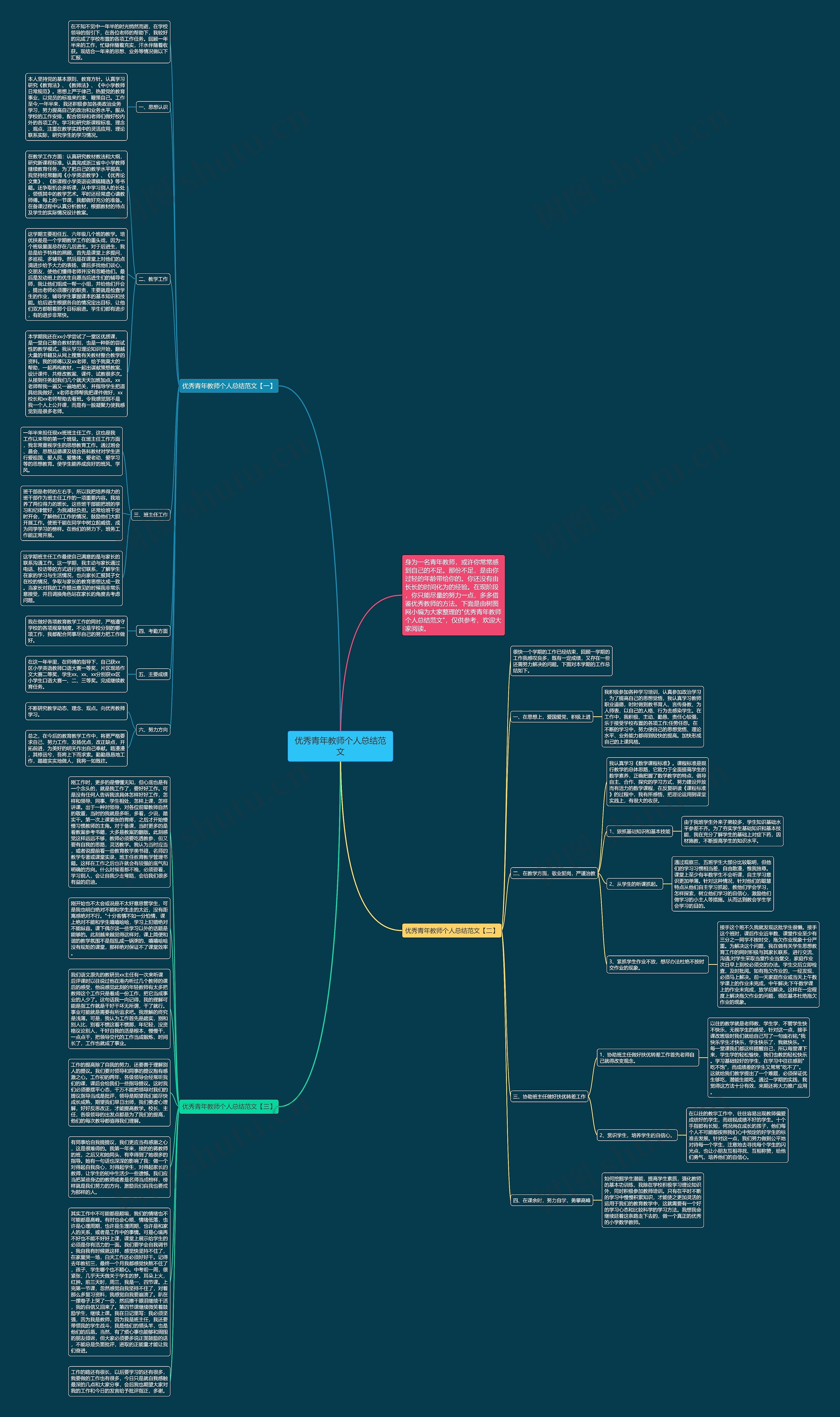 优秀青年教师个人总结范文思维导图