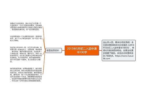 2015年5月初二入团申请书100字