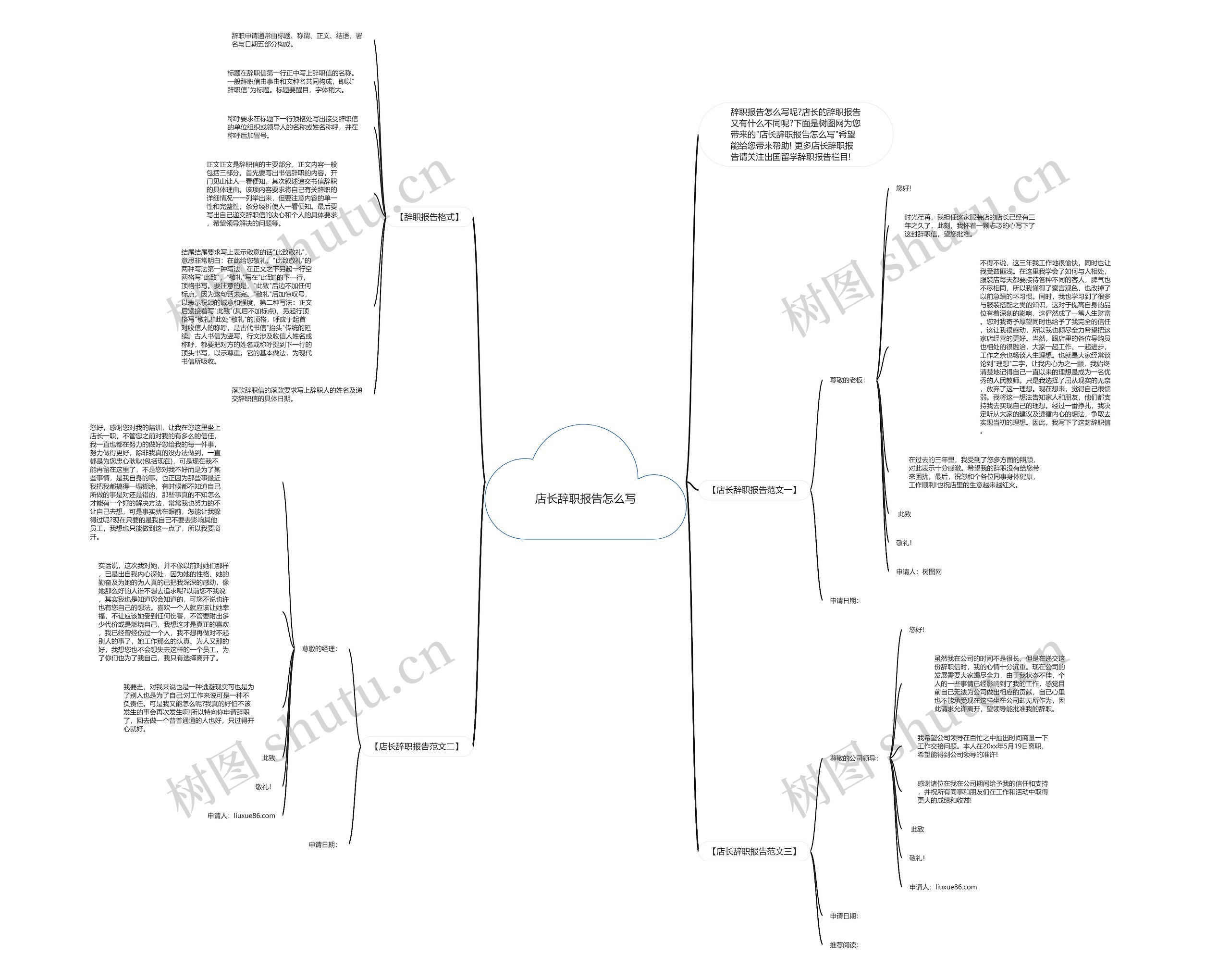 店长辞职报告怎么写思维导图